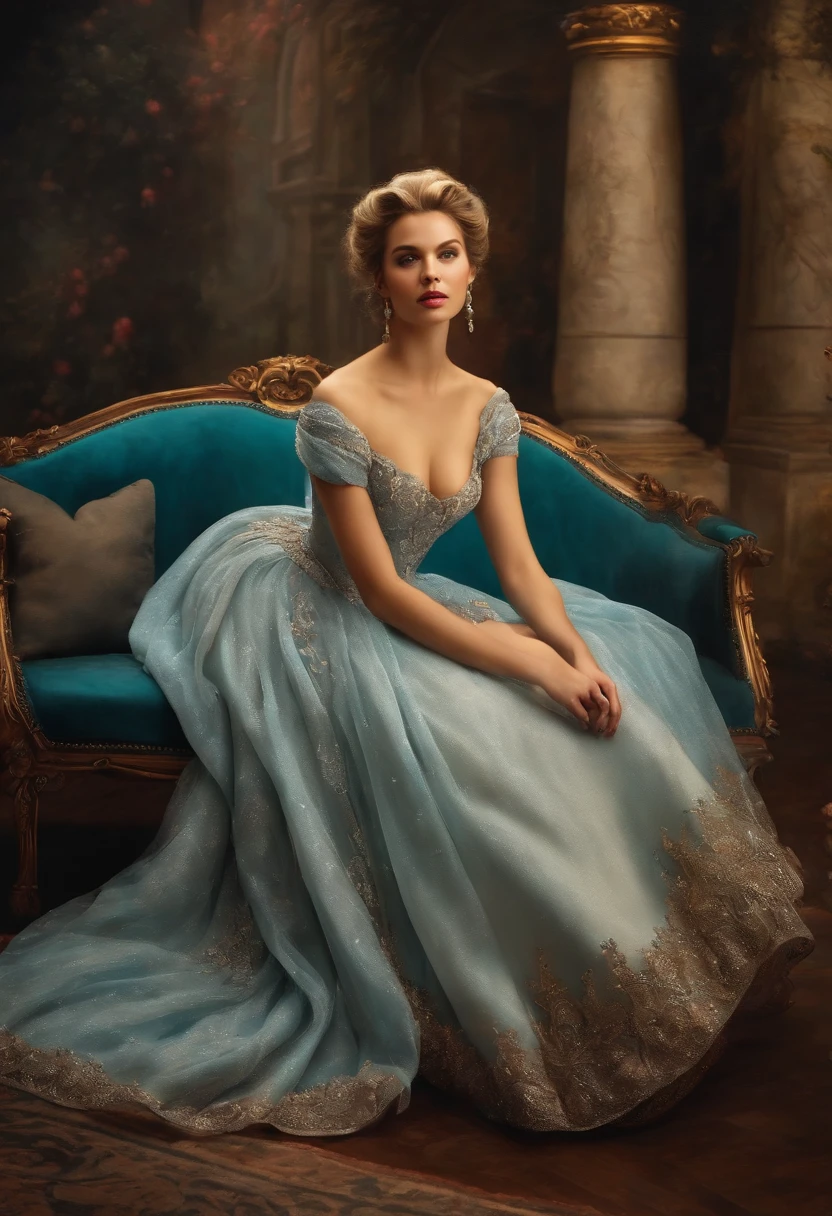 Cinderella in the style of oil painting.