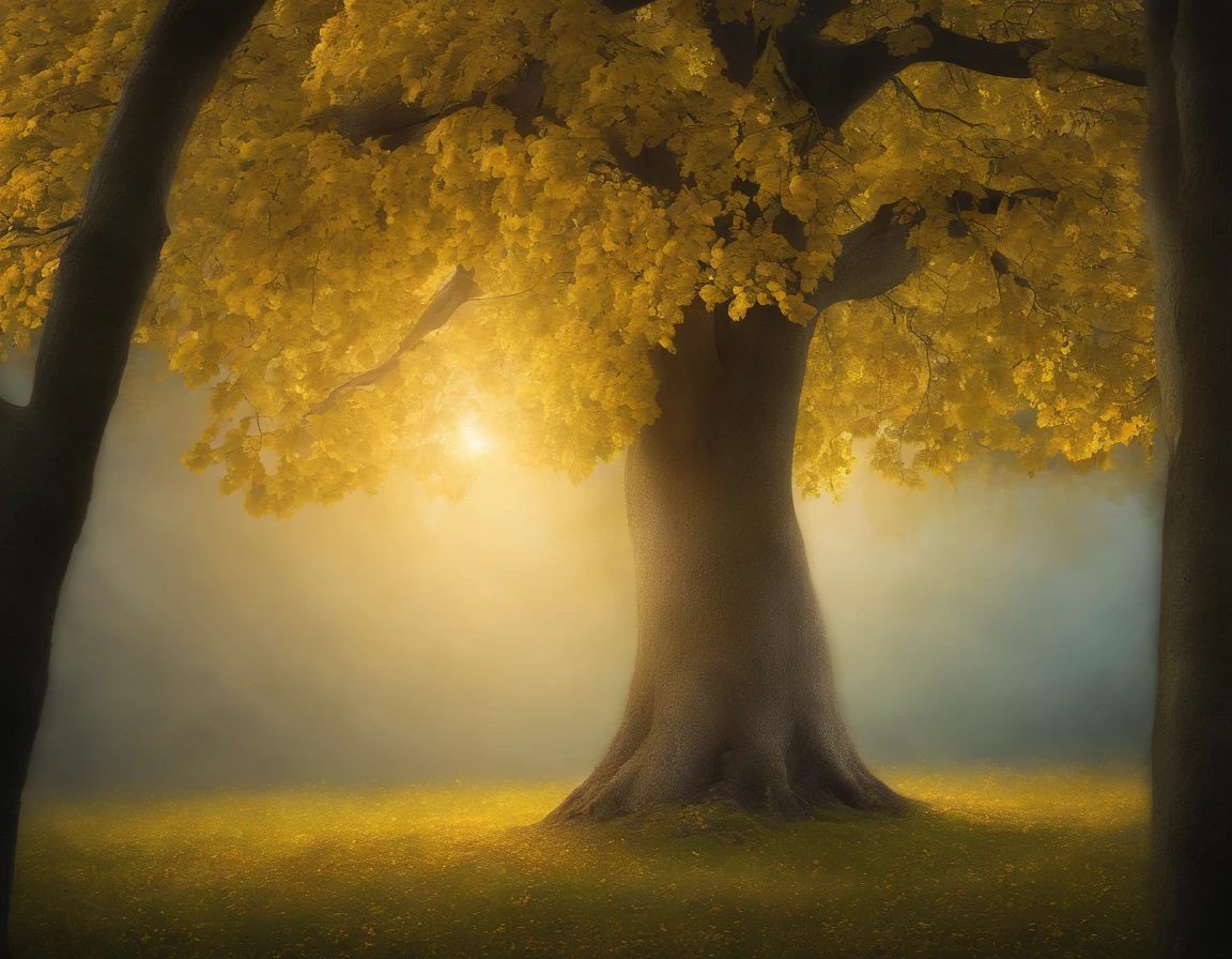 Nature, Linden Tree, magic, candle lights, Mysterious atmosphere, Maximum Quality, Nature, Without people, Flowering linden, Detailed Leaves, There are no people