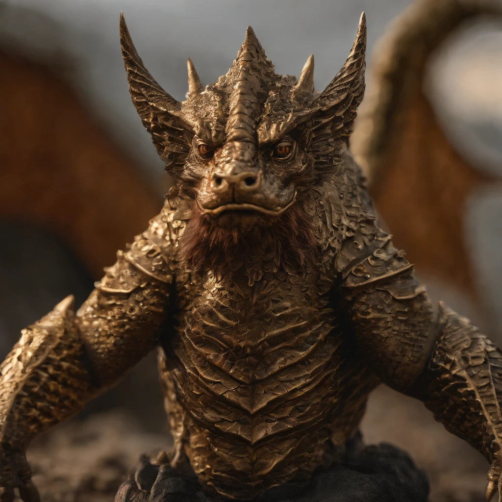 Golden Tenryu，Harsh red eyes,Close-up release of blood fire from the nose,Chest scales,high high quality,8K,Many details,Fire lettuce,Alas,4 legs,Spotted claws,golds,dangers,fires,dentes pontiagudos,big dragon,immensity,threatening,imponent