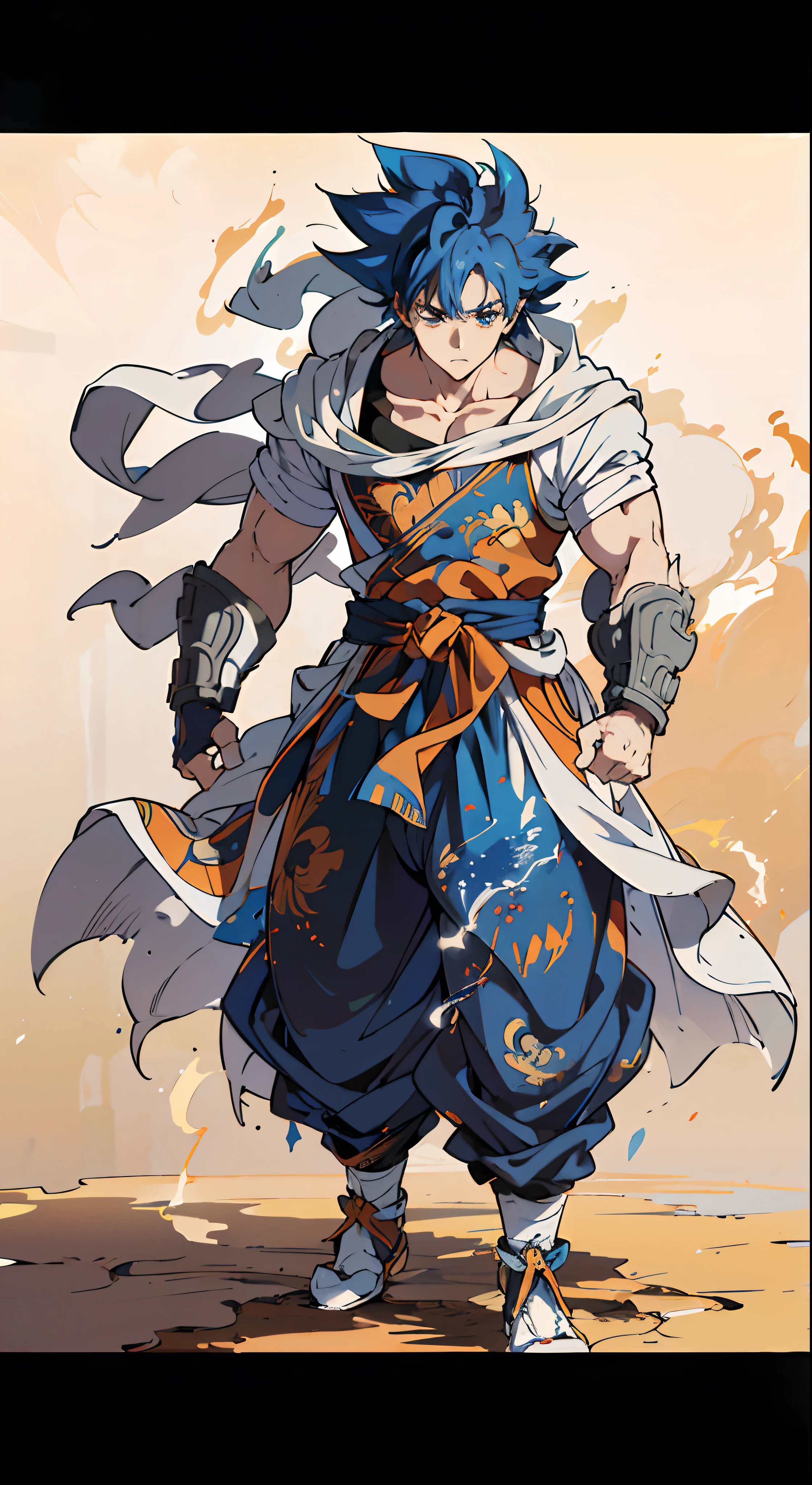 quadratic element,style of 2D shonen anime artwork,goku,The proportions are correct,Face details,highly detailed eyes,,goku hairstyle,Neck details, clothes details,getting ready to fight,short sleeves,Game quality, Light and shadow tracking, Ray tracing,detailed glow,cg render,hair detail,silver goku style hair,blue colored eyes,Handsome,Handsome,(juvenile sense),Clothing is complicated,Perfect Composition,Refinement,high quality,higher details,Lots of details,The background is complex,a sense of atmosphere, angry looking, ((anime))((colorful)), 8k, ((masterpiece)), HDR, highly detailed, professional,midjourney, highly detailed eyes