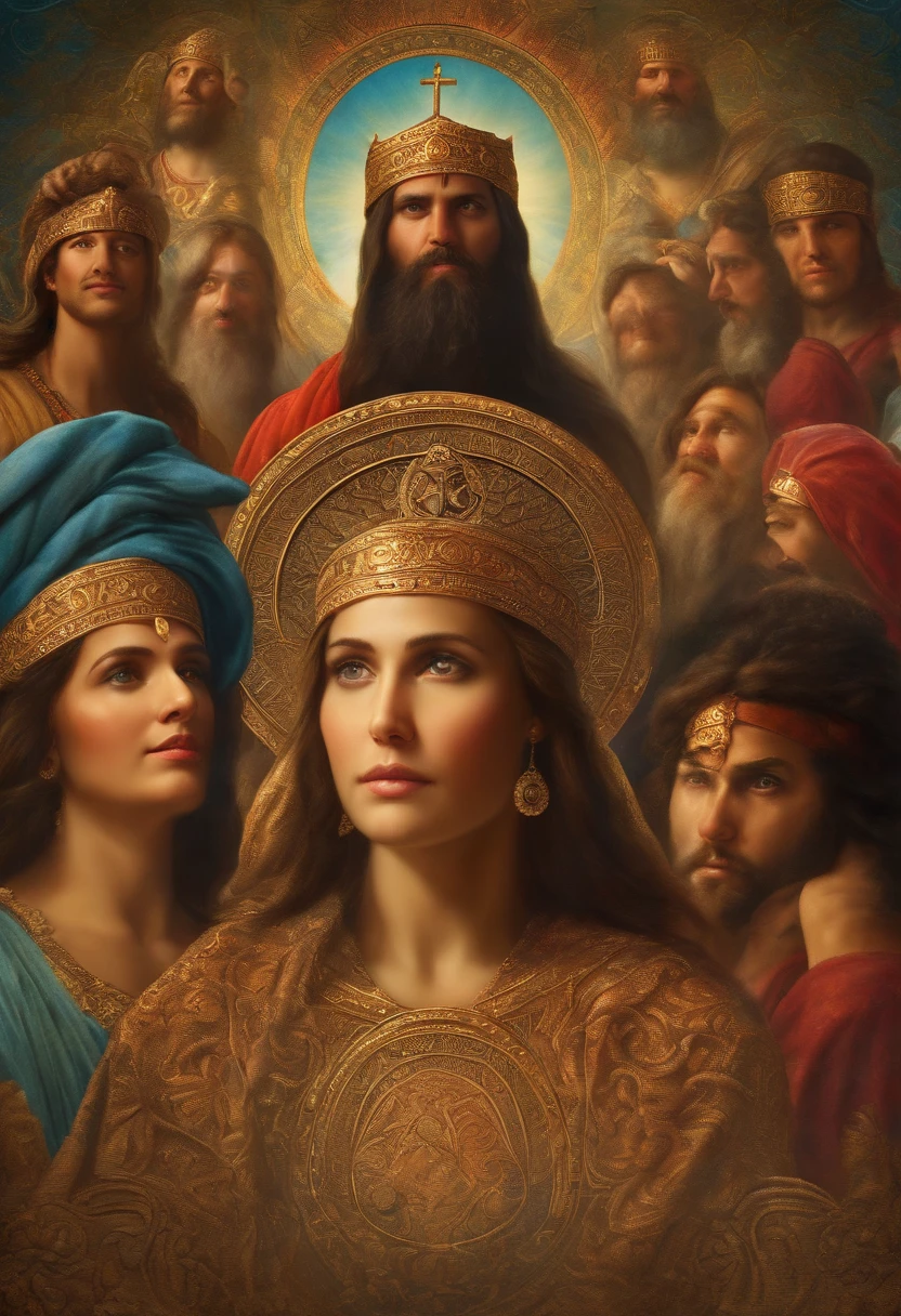 group peoples with seal of God on the forehead according to the bible