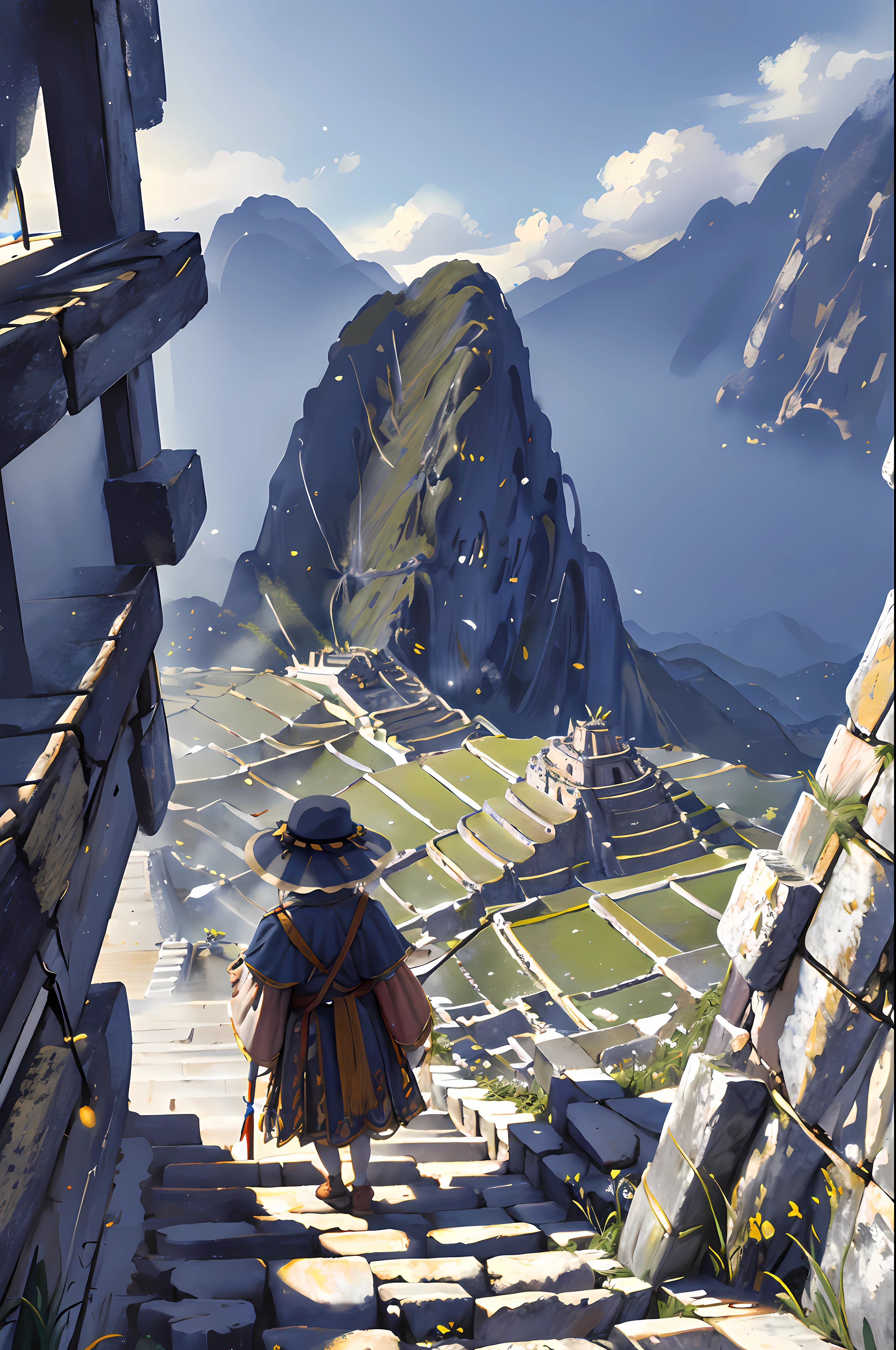 best quality, highres, masterpiece:1.2, ultra-detailed, realistic:1.37, HDR, vivid colors, sharp focus, professional, landscape, Macchu Picchu, beautiful scenery