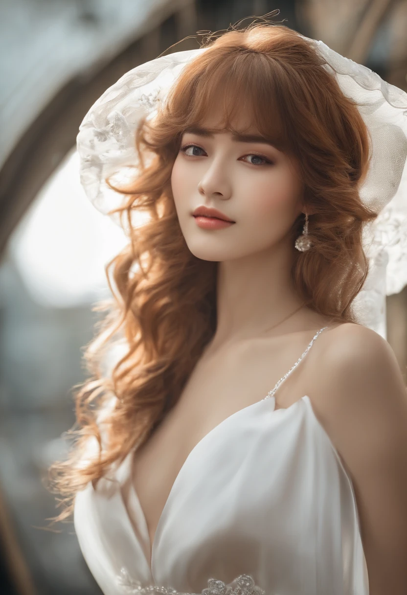 A mais alta qualidade de imagem、Detalhe excepcional、超A high resolution、(Realista:1.4)、alto detalhe、Privilegie os detalhes、1boy altamente condensado、Cabelos compridos、rosto delicado e bonito、Vestido com um fato de corrida de couro branco、Correndo em uma motocicleta preta、The bottom is a race track、circuito、Racer、Sorriso legal, rosto semelhante com de choi San, idol do ateez