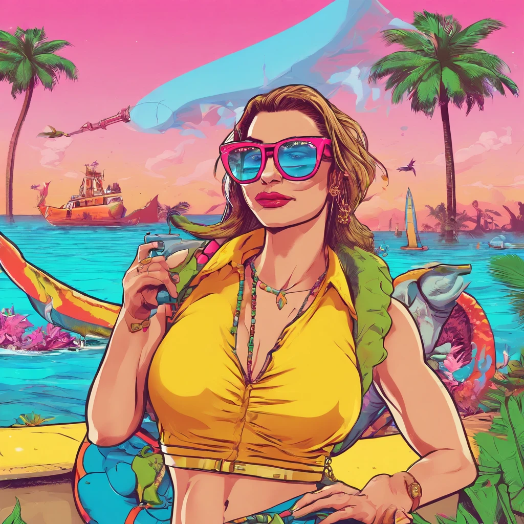 Foto de perfil, 4k realista, dinossauro forte, vestindo uma regata na cor branca, Wearing a Juliet Glasses