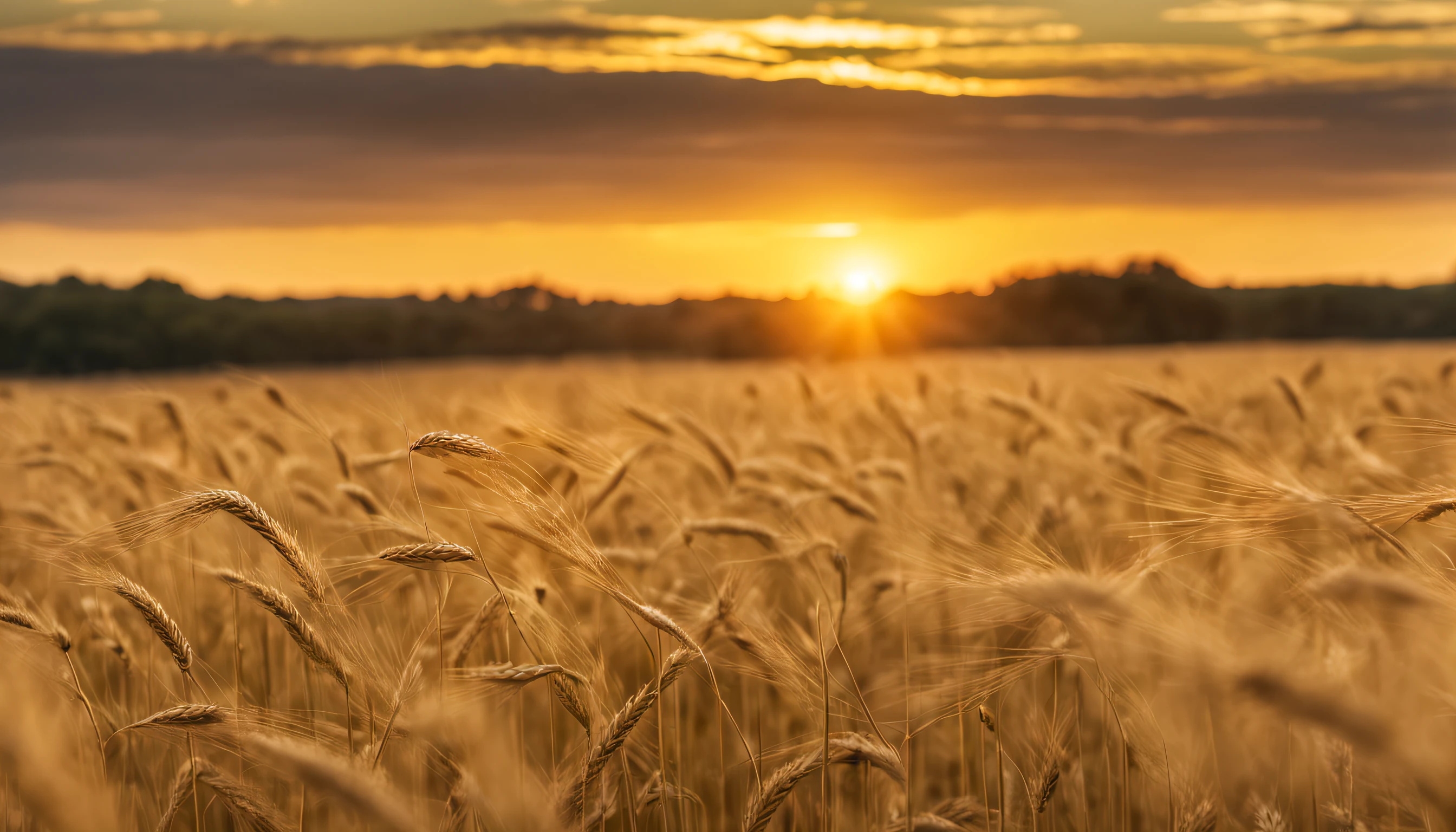 Golden Wheat Field Against Morning Sun Background In Sky With Clouds, FotograFia::4 bem iluminados, foco nítido, alta qualidade, artes, unique, award-winning photography, Canon EOS 5D Mark IV DSLR, F/8, ISO 100, 1 /250 segundos, Close-up, luz natural, proFissional, lisonjeiro, head shoot, Estilo Glibatree::3 preto e branco, Granulado, Empenado, watermark::-2