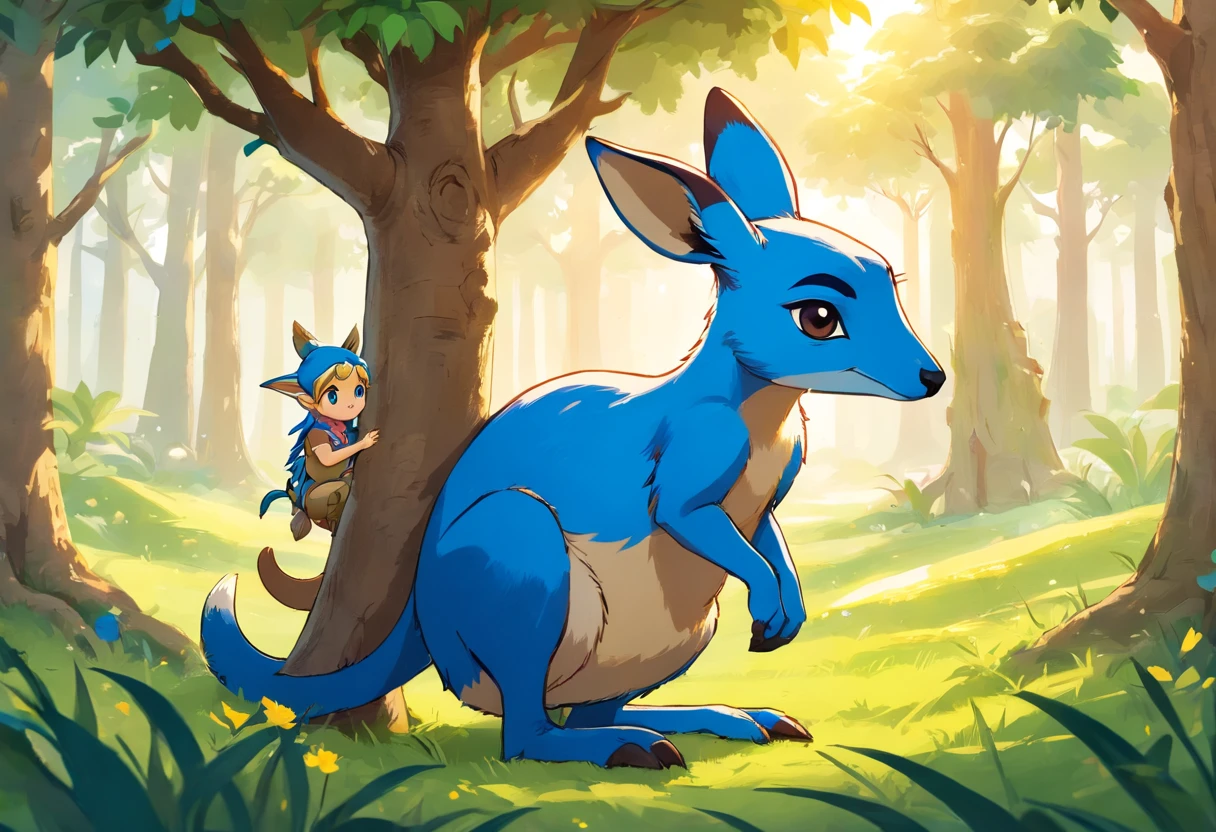 Blue Grass Tree Australia and A kangaroo and a in its pouch