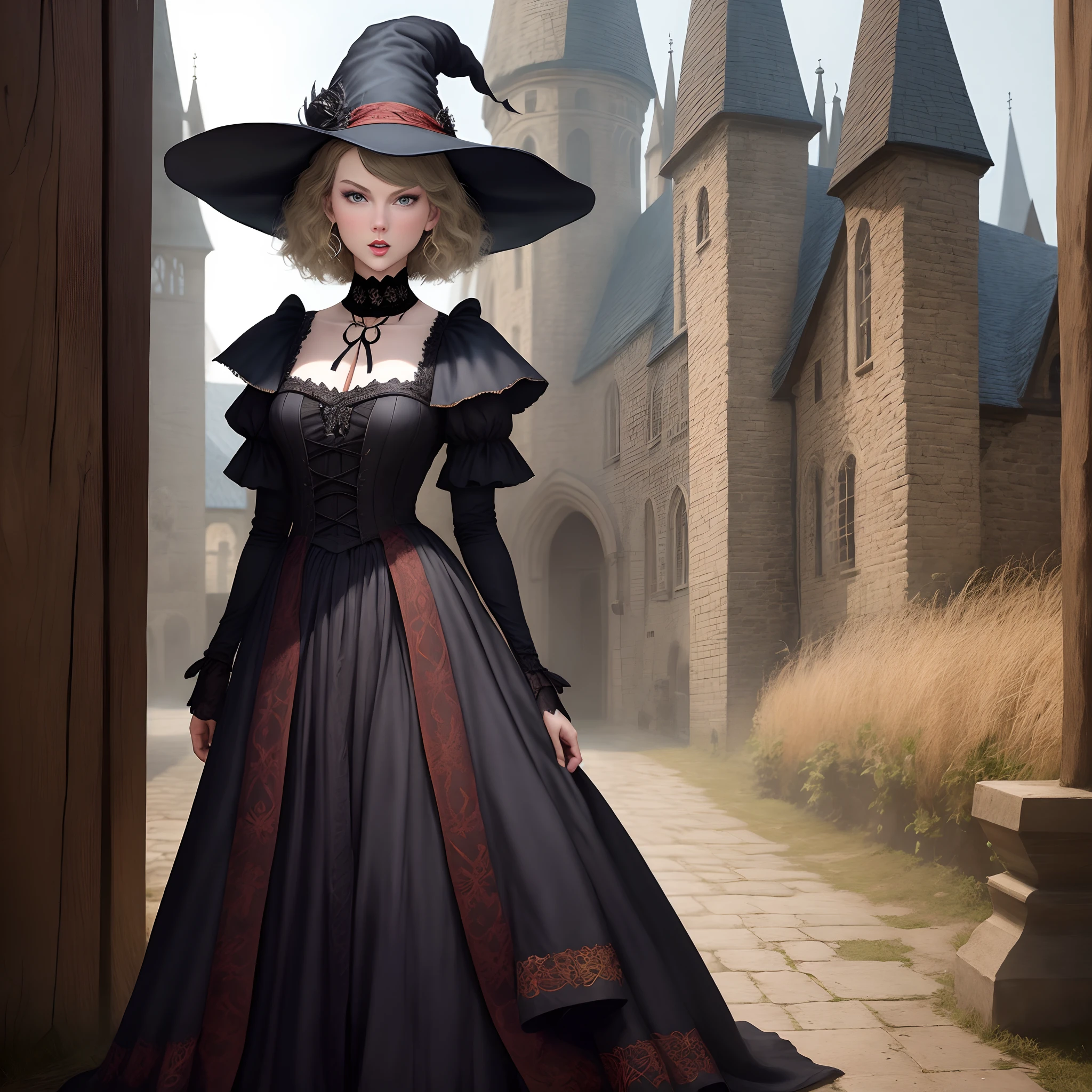 Taylor Swift as a medieval witch woman