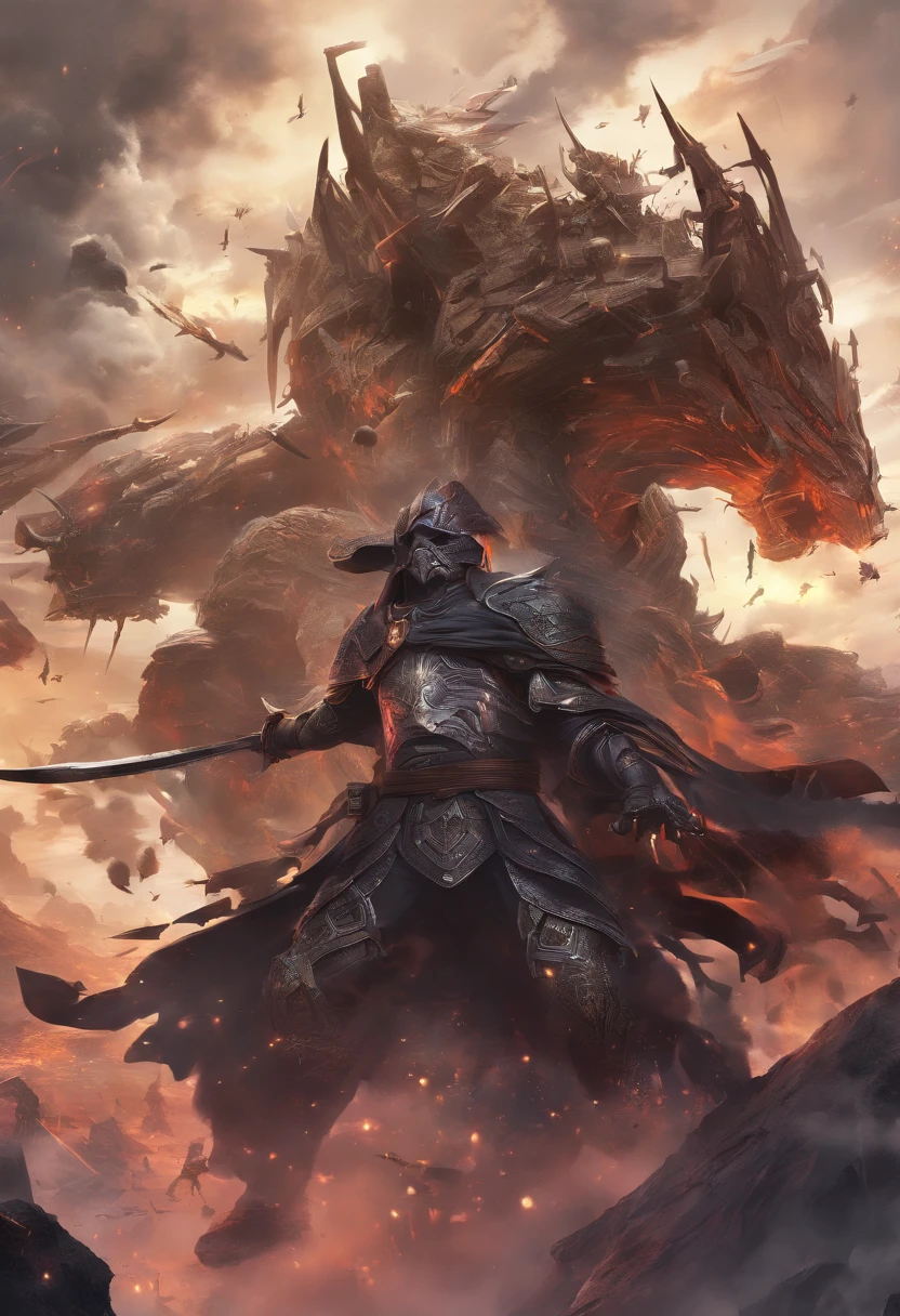 ( (8k:1.27), top quality, masterpiece, super high resolution:1.2) Tell the story of this epic battle from the perspective of a witness or a character within the scene. Explore the emotions, motivations, and consequences of this mythic clash. How does the artwork capture the essence of this battle as a symbol of cosmic forces in turmoil?