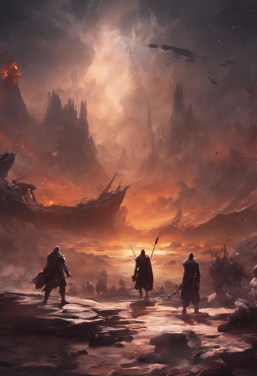 ( (8k:1.27), top quality, masterpiece, super high resolution:1.2) Tell the story of this epic battle from the perspective of a witness or a character within the scene. Explore the emotions, motivations, and consequences of this mythic clash. How does the artwork capture the essence of this battle as a symbol of cosmic forces in turmoil?