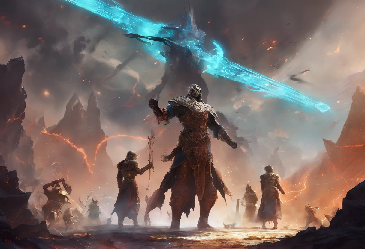 ( (8k:1.27), top quality, masterpiece, super high resolution:1.2) Tell the story of this epic battle from the perspective of a witness or a character within the scene. Explore the emotions, motivations, and consequences of this mythic clash. How does the artwork capture the essence of this battle as a symbol of cosmic forces in turmoil?,A human being who is not afraid of all gods,