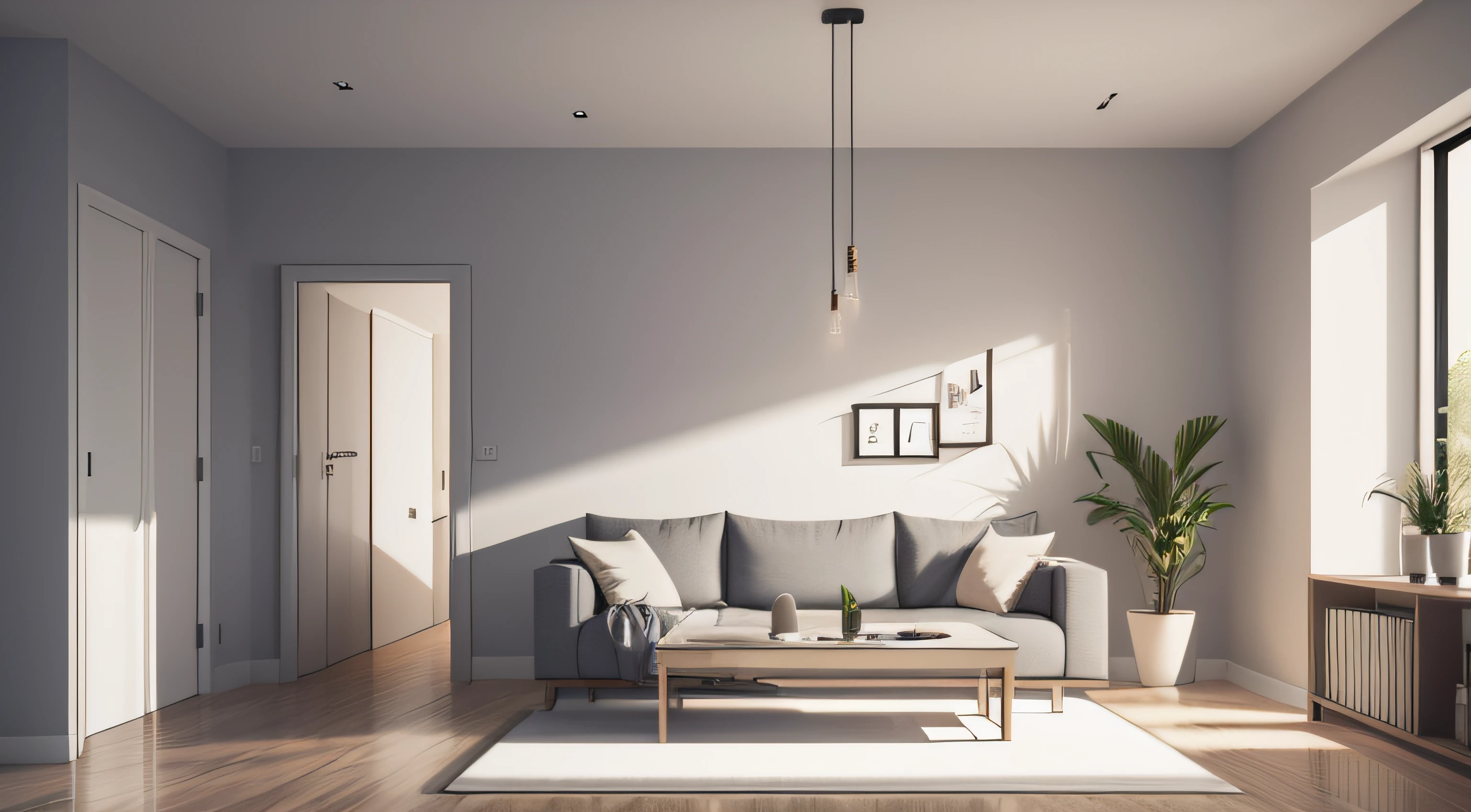 Home mockup, minimalist decorated interior background, 3d render