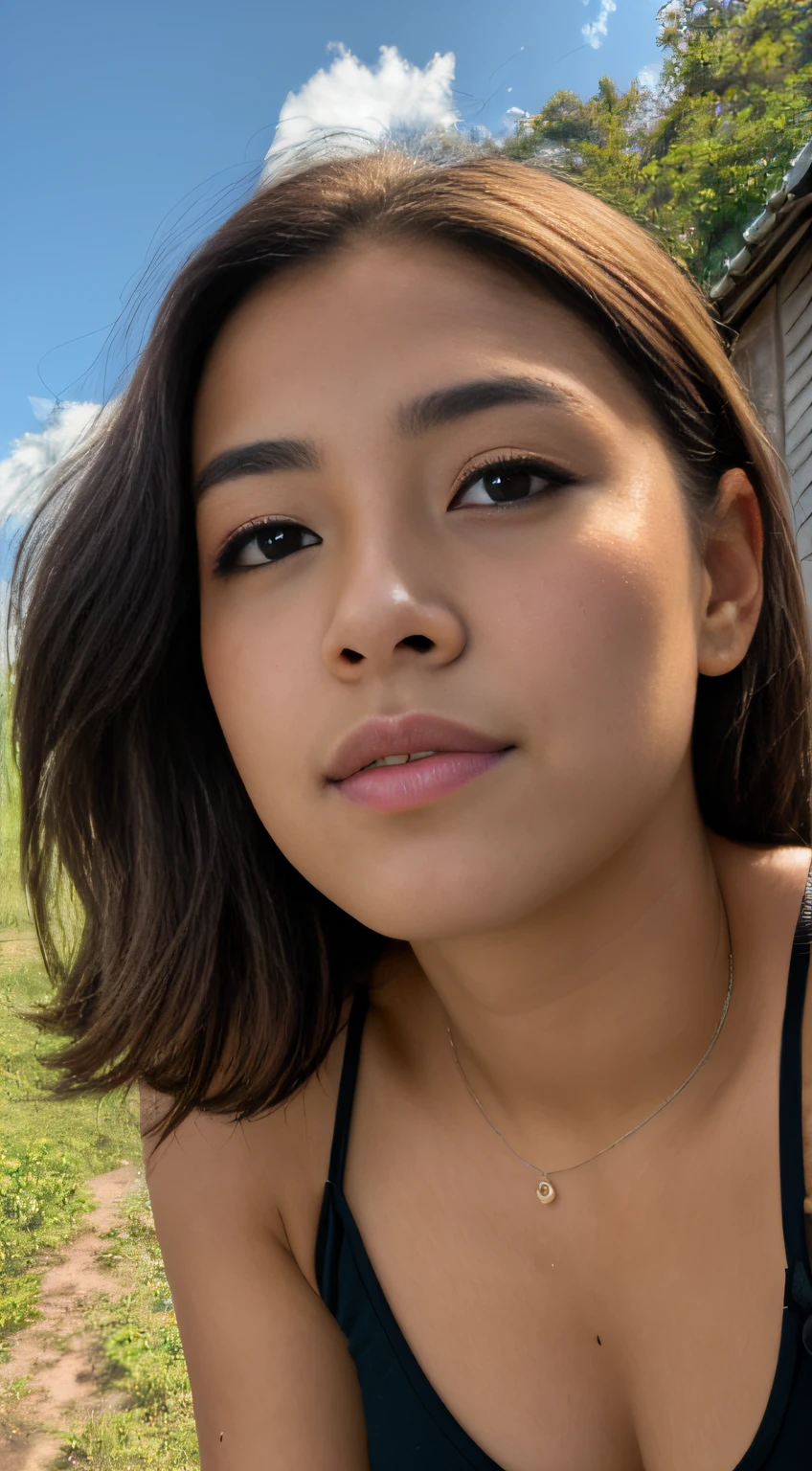 Foto RAW em sequencia, uma foto de uma adolescente 16anos, corpo inteiro, rosto detalhado, planos de fundo detalhados pouco desfocados, luzes naturais, HDR, foto realista, foto profissional, flerte com o espectador, visual sexy, fotorrealista, Linda, pele natural, 8k UHD, alta qualidade, filmic grain, Fujifilm XT3