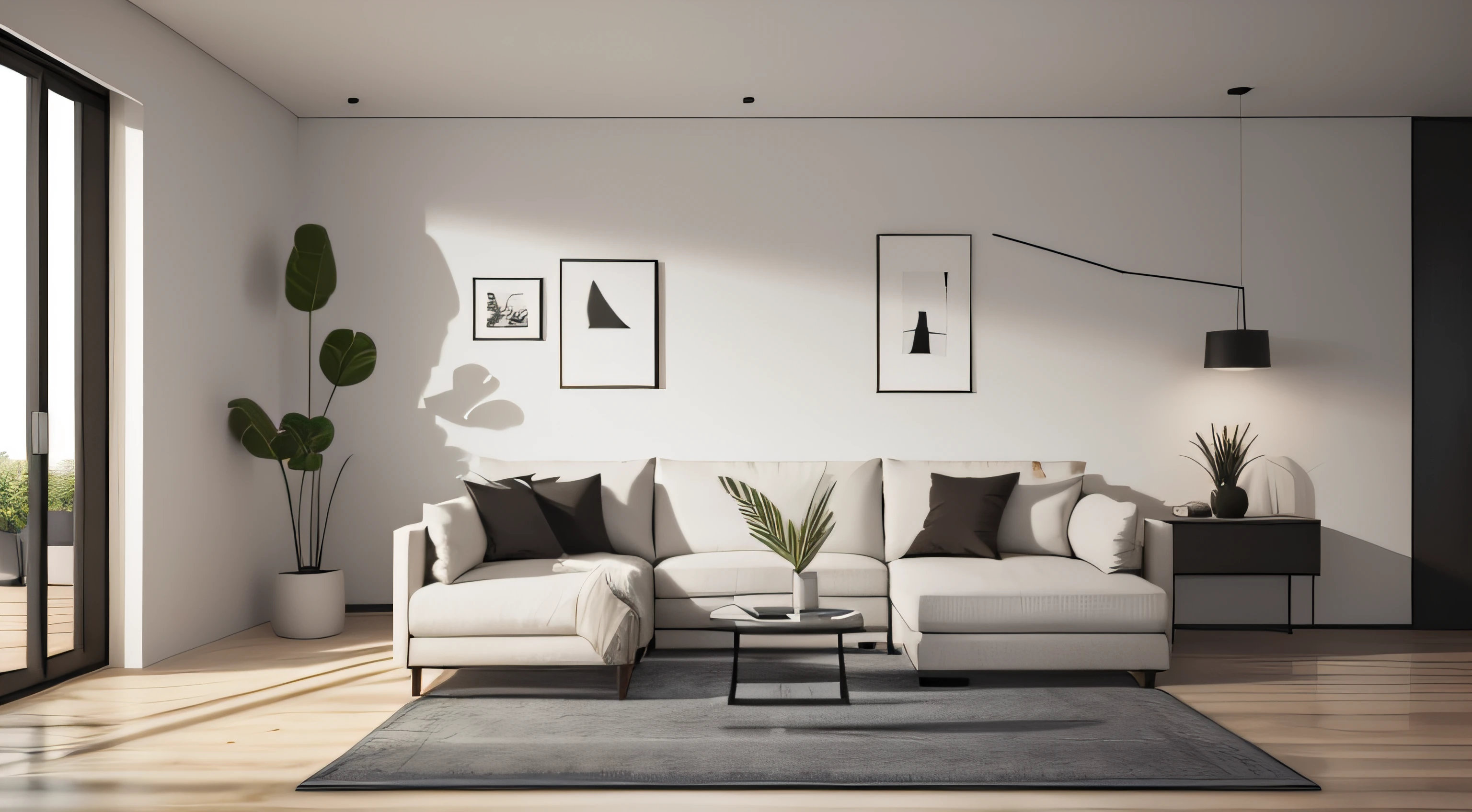 Home mockup, minimalist decorated interior background, 3d render