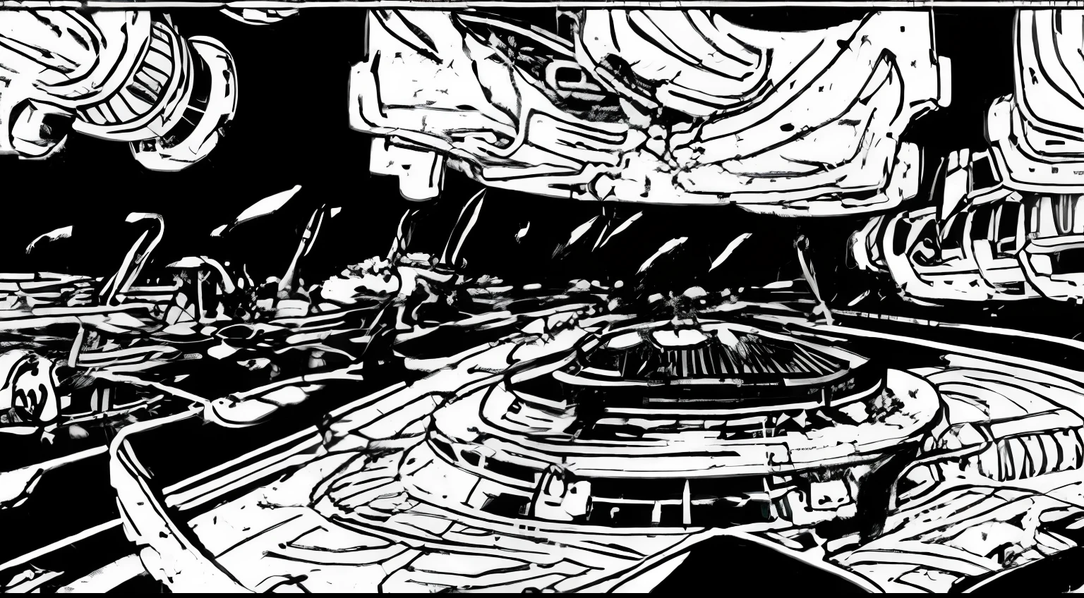 There is a space war with several spaceships destroyed, guerra espacial, daves diferentes, Debris in the air, esplosões, guerra, dynamic lighting, melhor qualidade, detalhado, manga-style, Comic book styles.