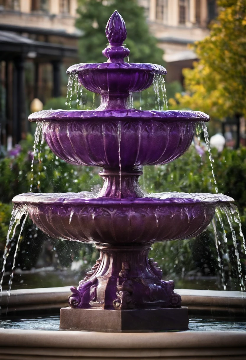City garden fountain real purple crystal