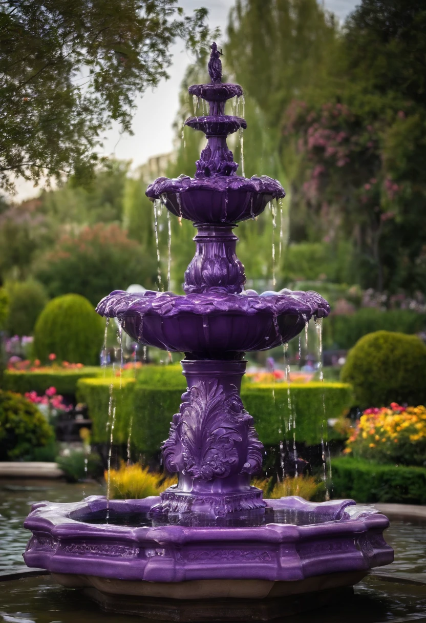 City garden fountain real purple crystal