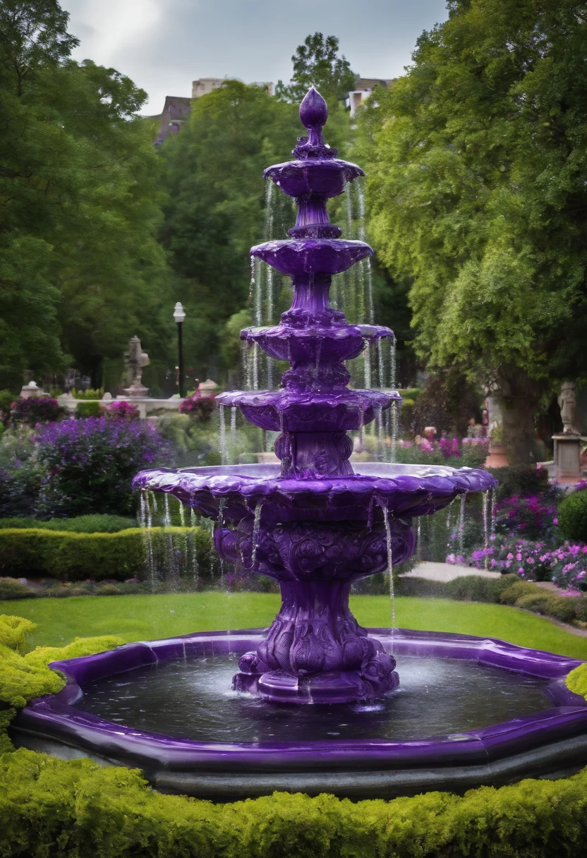 City garden fountain real purple crystal