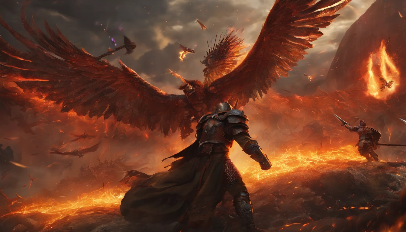 Point 1: Envision a gripping scene where a fearless, ordinary human confronts Satan in an epic battle. The battleground is a surreal fusion of earthly and infernal elements, with dark skies, fiery landscapes, and crumbling ruins.

Point 2: Dive into the details of the human character. Describe them as an embodiment of unwavering courage and determination. Their stance should exude strength and defiance, even in the face of the malevolent presence of Satan.

Point 3: Describe Satan with the utmost detail. Capture every sinister aspect of this iconic antagonist. Emphasize the dark, imposing figure, with fiery eyes, monstrous wings, and an aura of pure malevolence.

Point 4: Explore the dynamics of the battle. Depict the clash of these two formidable forces with utmost realism. Detail the weaponry, spells, or tactics used by both sides as they engage in a battle that shakes the very fabric of reality.

Point 5: Bring the realism of the artwork to the forefront. Describe the photorealistic style, where every intricate detail, from the texture of armor to the flicker of flames, is rendered with stunning precision.

Super Prompt: Craft a narrative around this intense battle. Who is the ordinary human, and what motivates their fearless stand? How does the victory over Satan symbolize the triumph of human resilience and the indomitable spirit in the face of insurmountable odds? Explore the emotional depth and significance of this epic confrontation.