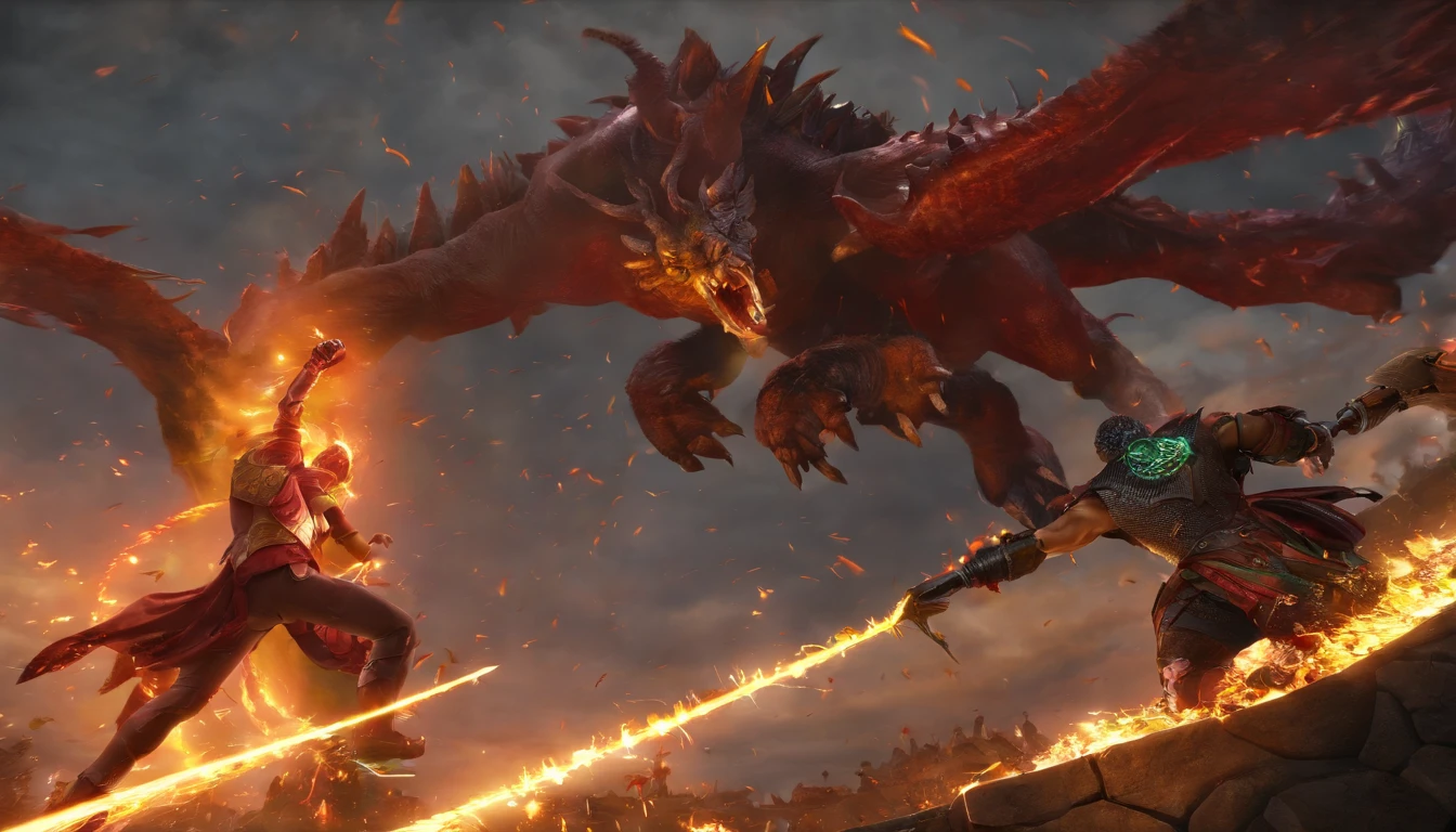 Point 1: Envision a gripping scene where a fearless, ordinary human confronts Satan in an epic battle. The battleground is a surreal fusion of earthly and infernal elements, with dark skies, fiery landscapes, and crumbling ruins.
Point 2: Dive into the details of the human character. Describe them as an embodiment of unwavering courage and determination. Their stance should exude strength and defiance, even in the face of the malevolent presence of Satan.
Point 3: Describe Satan with the utmost detail. Capture every sinister aspect of this iconic antagonist. Emphasize the dark, imposing figure, with fiery eyes, monstrous wings, and an aura of pure malevolence.
Point 4: Explore the dynamics of the battle. Depict the clash of these two formidable forces with utmost realism. Detail the weaponry, spells, or tactics used by both sides as they engage in a battle that shakes the very fabric of reality.
Point 5: Bring the realism of the artwork to the forefront. Describe the photorealistic style, where every intricate detail, from the texture of armor to the flicker of flames, is rendered with stunning precision.
Super Prompt: Craft a narrative around this intense battle. Who is the ordinary human, and what motivates their fearless stand? How does the victory over Satan symbolize the triumph of human resilience and the indomitable spirit in the face of insurmountable odds? Explore the emotional depth and significance of this epic confrontation.