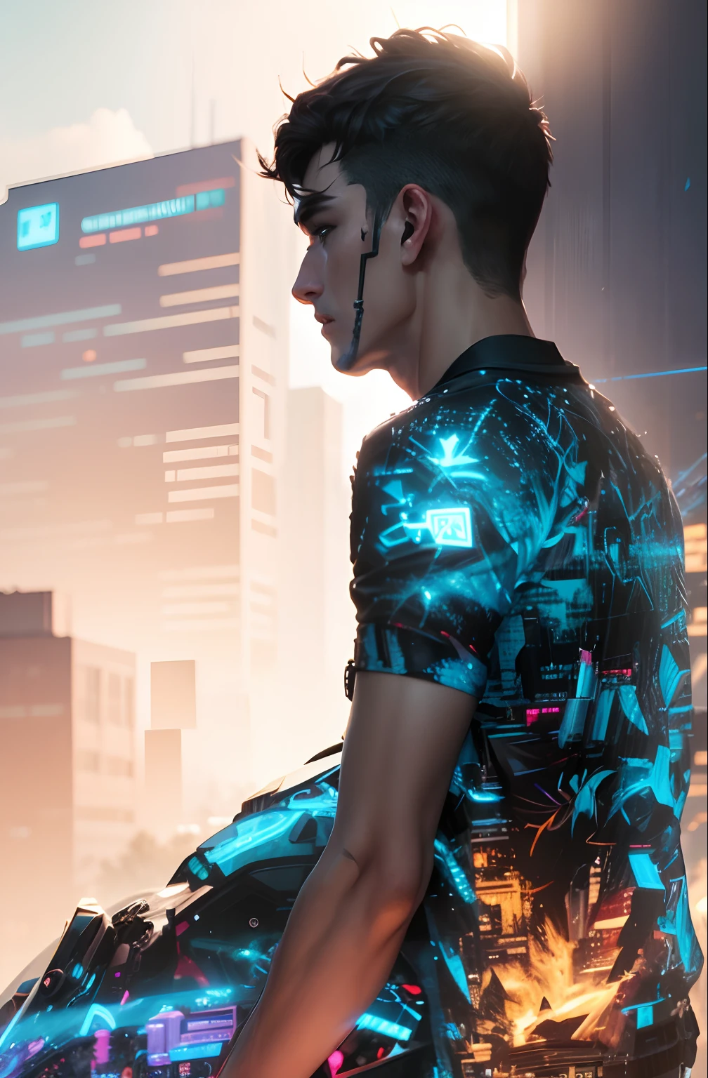 Realistic face boy 8k handsome background change cyberpunk