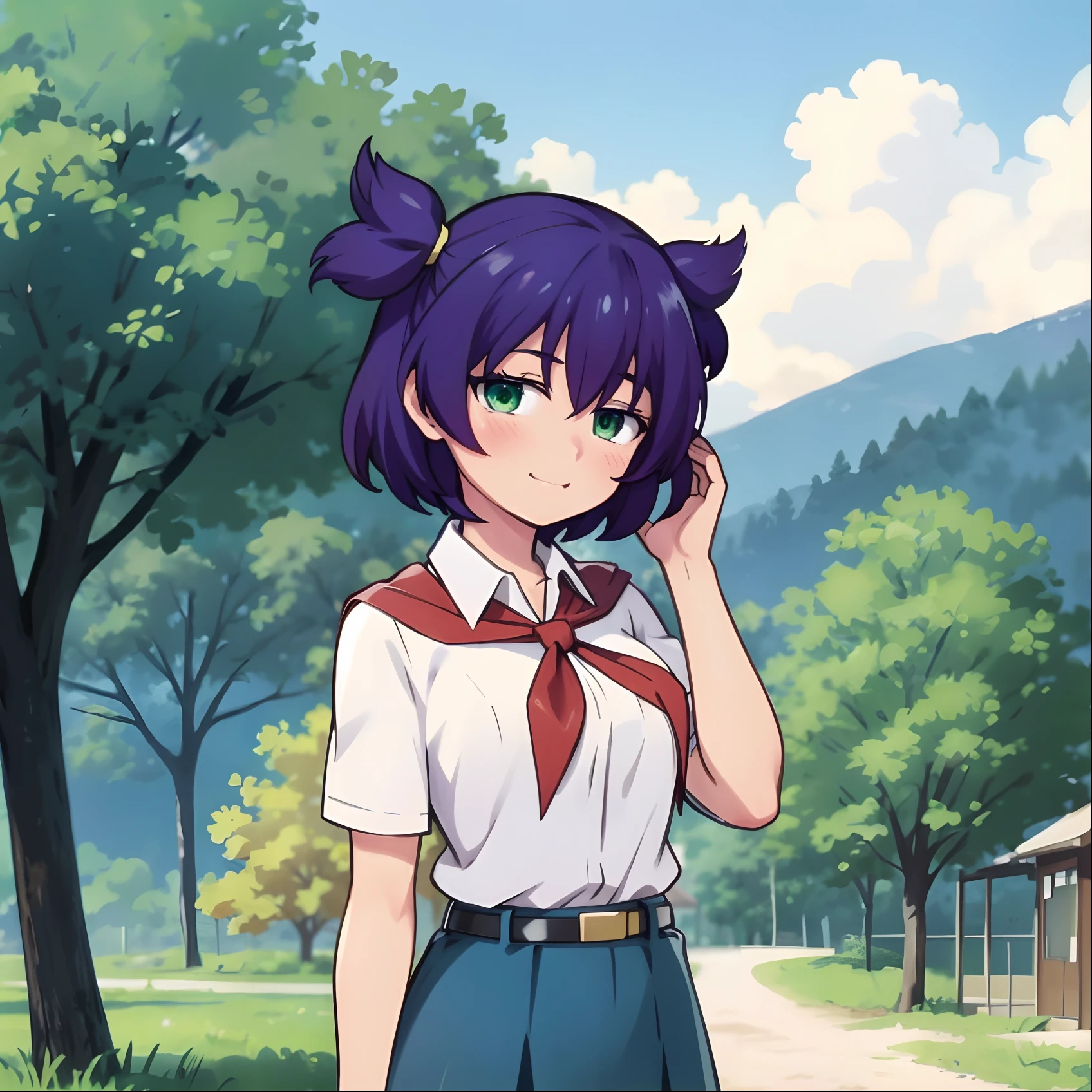 anime girl in uniform talking on cell phone in front of a tree, anime moe artstyle, official art, official artwork, anime visual of a cute girl, official character art, light green color eyes marin kitagawa fanart, made with anime painter studio, iwakura lain, painted in anime painter studio, rin, shirabii, kantai collection style, yandere. tall HD UHD 4K