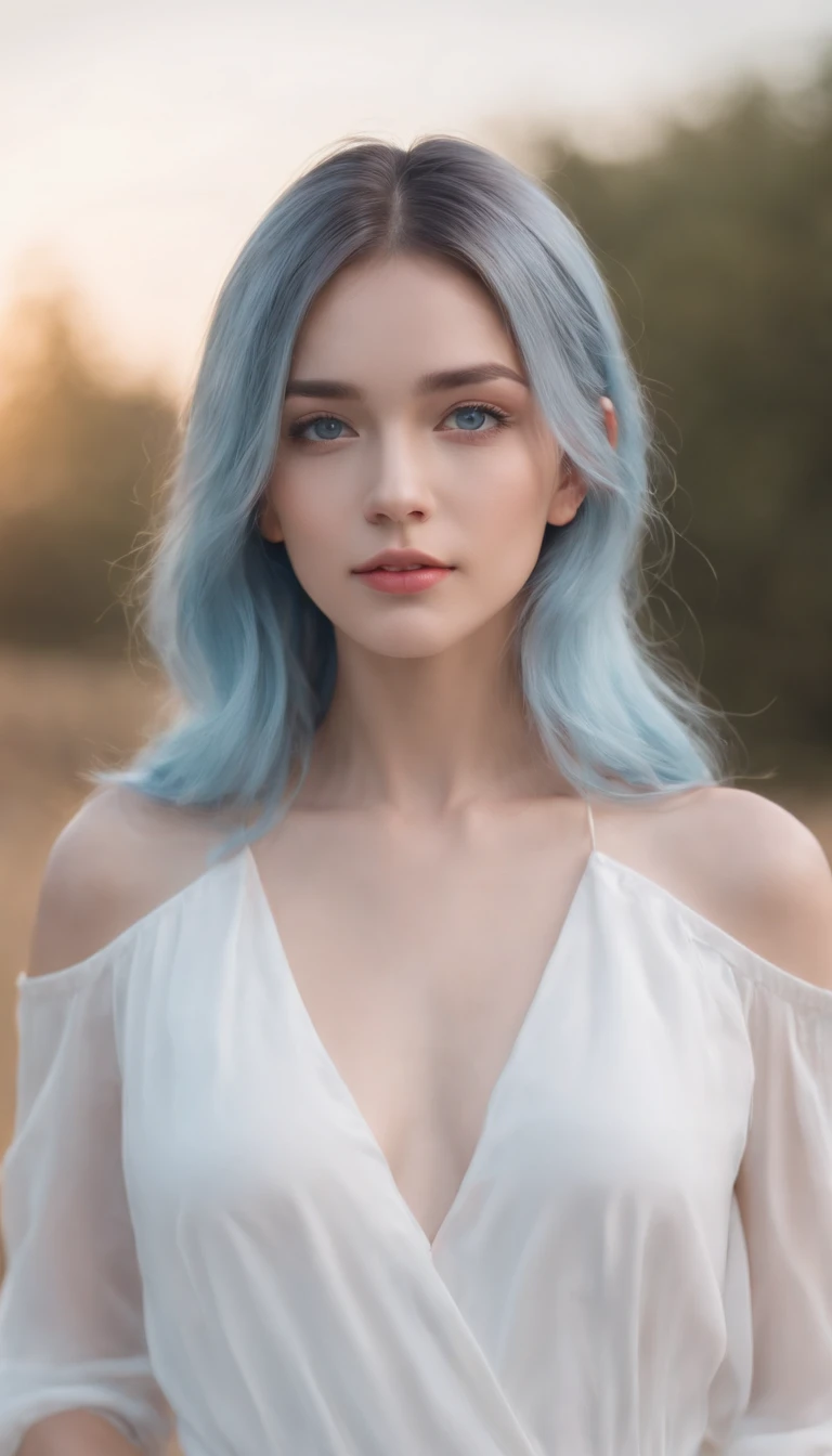 ((Masterpiece)), (Best quality), (Detailed), (1girll), (Internal data flow) Light blue gradient hair, light blue glowing eyes, Straight hair, Wearing a modern white shirt and black dress, Data particle override, Lock around the neck