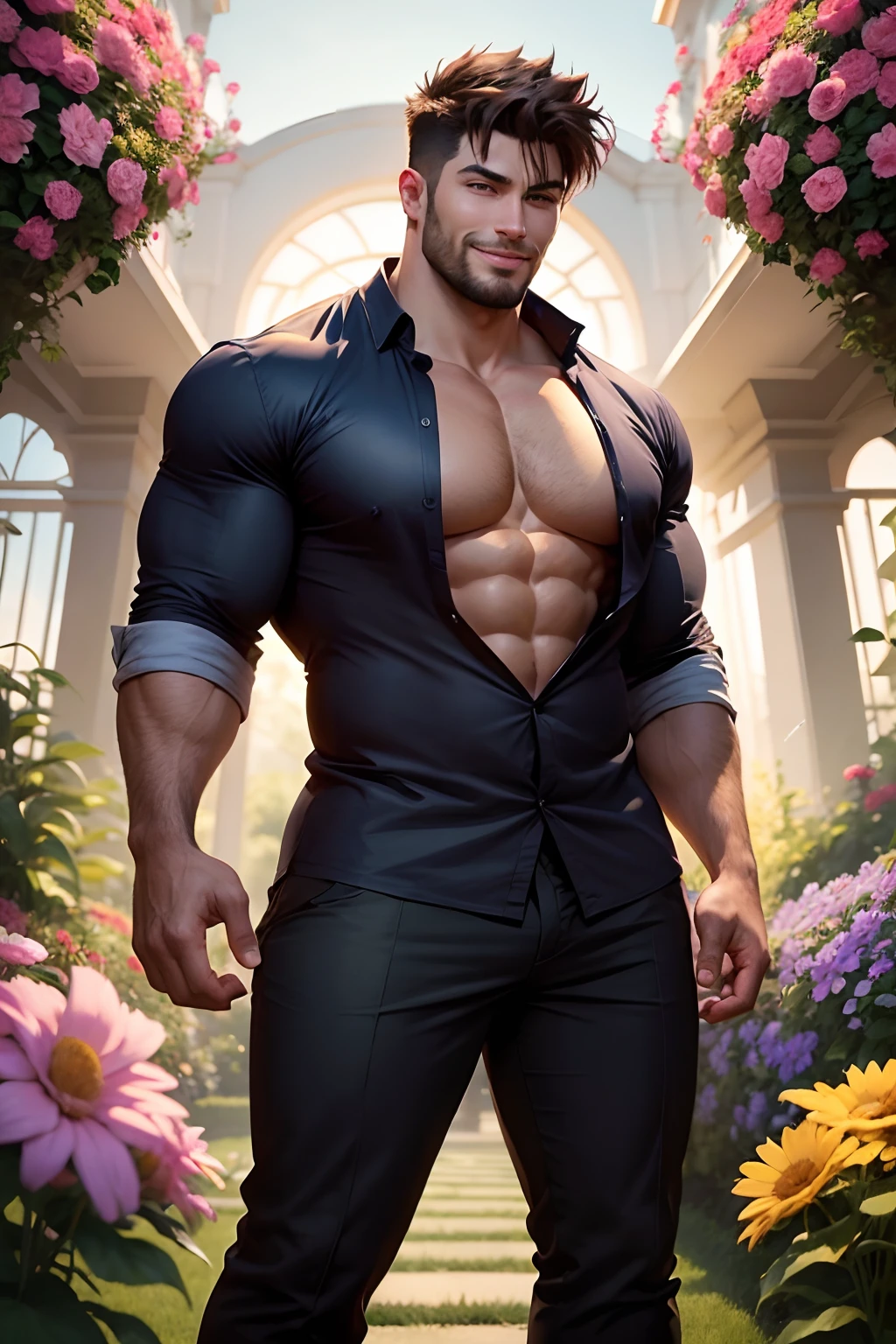 (8K, RAW photo, Highest quality), Realistic, fully naked, nude, perfect penis, male penis, male scrotum, perfect scrotum, male structure, male genitelia, handsome male model,frontage,gardener, garden, with a garden scissors , pruning plants, Intricate details,Extremely detailed eyes and eyelashes,Muscular male, Manly, masculine, Soft lighting, Cinematic lighting, Portrait, Exposing the pectoral muscles, white, gay male model, green eyes, 21 years old, muscular, ripped, defined body, redhead dark, red hair, Digital SLR, hyper qualit, Fujifilm XT3, Crystal clear, 8K UHD, High detail, Ultra photo realsisim, haar, ((Realistic skin), ((pores)), ((highdetailskin)), volumettic light, groin, far, top-down view, complex 3D visualization, high detail, 1 handsome young man (nsfw) looking at the viewer (Pureerosface_V 1:0.6), pure, genuine human skin , (bare chest), muscles, vivid details, hyperrealistic, beautiful background (Medieval: 1,2), octane rendering, best quality, masterpiece, extremely detailed, computer graphics, unity, wallpapers (realistic, photorealistic: 1.37), stunning, fine details, masterpiece, best quality, official art, extremely detailed CG unity 8k wallpapers,