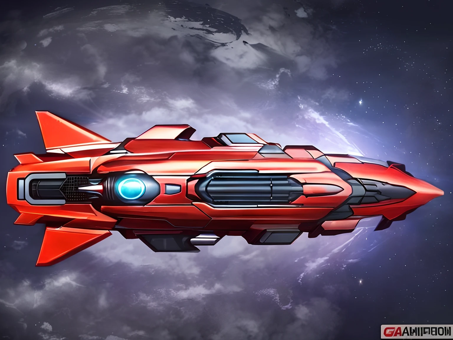 There's a spaceship in a 2D Spaceshooter game, uma nava vermelha de aparencia futurista, gameicon, 2d icon, sprite para um video game, symmetr,(futuristic spacecraft), detalhado, 2 d, (imagem de perfil : 1.5)