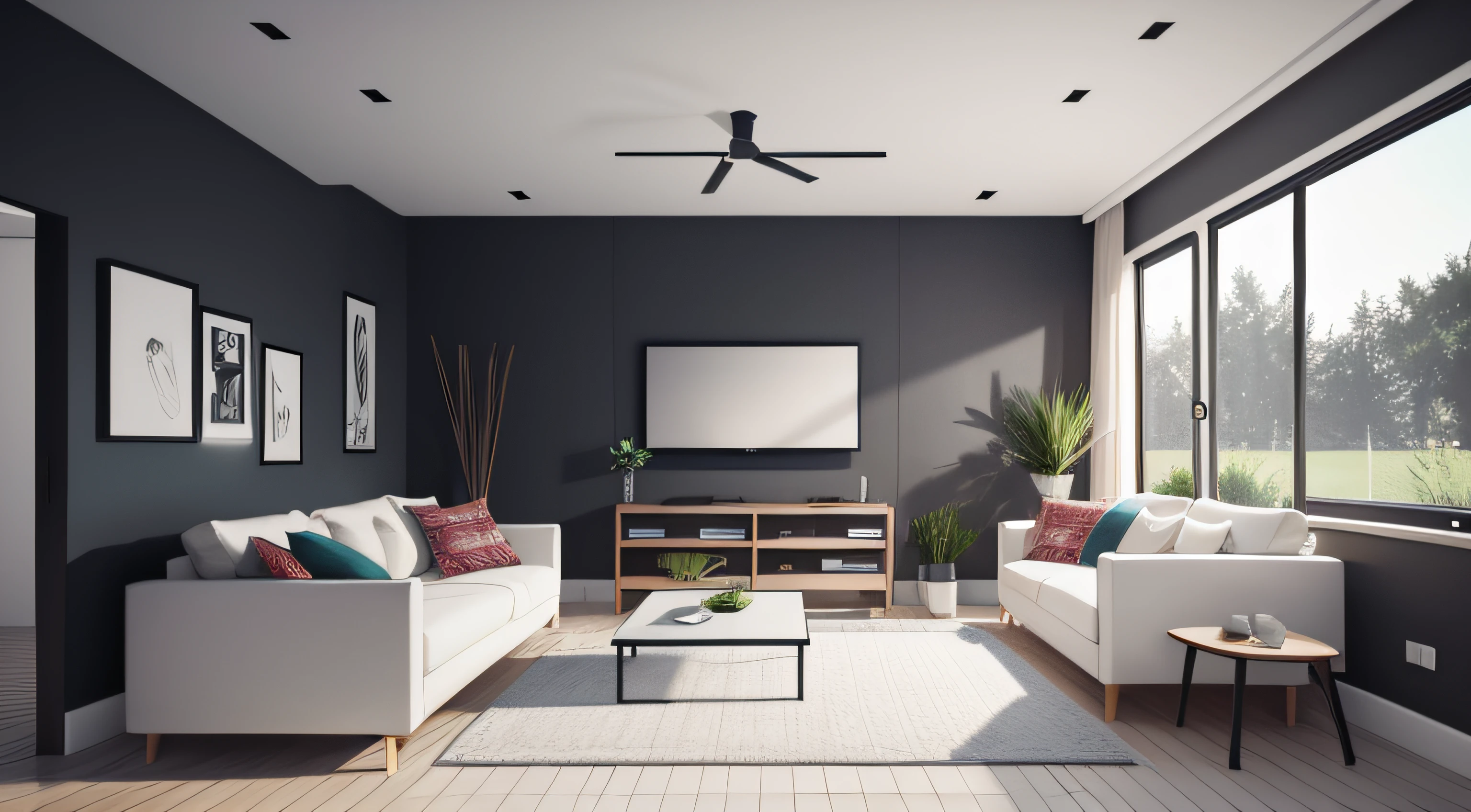 Home mockup, minimalist decorated interior background, 3d render