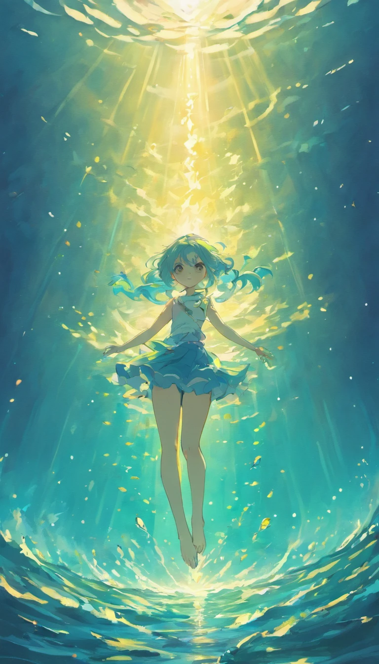 Crie uma imagem do fundo do oceano com a luz do sol atravessando as aguas