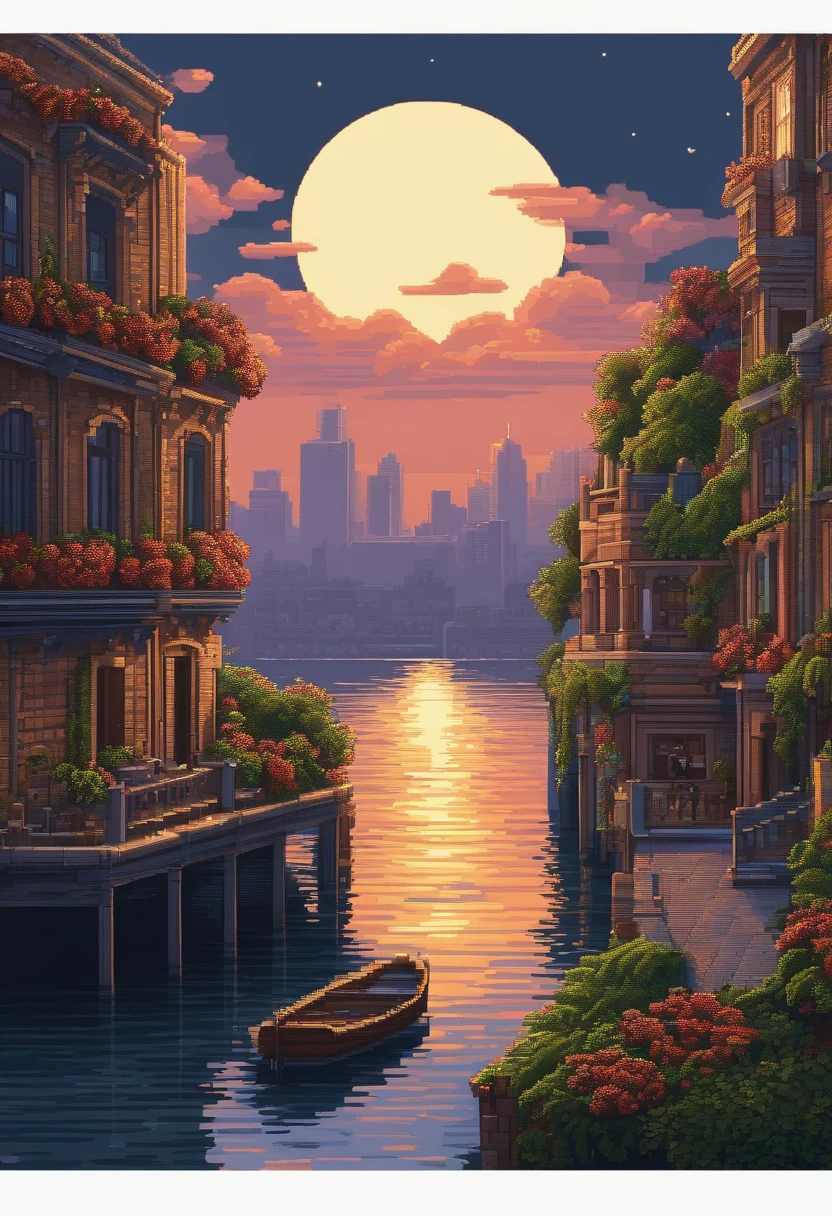 Pixel art of a huge moon rising over a city, Beautiful detailed pixel art, Detailed Pixel Art, Retro Lo-Fi video game, Concept PixelArt, Detailed Pixel Artwork, Style pixel art, Ville de Pixel, Animation pixel art, High quality pixel art, Les dauphins sautent de la surface de la mer, Art Lowpoly color super detailed, #Pixelart:3, # Pixelart, #Pixelart
