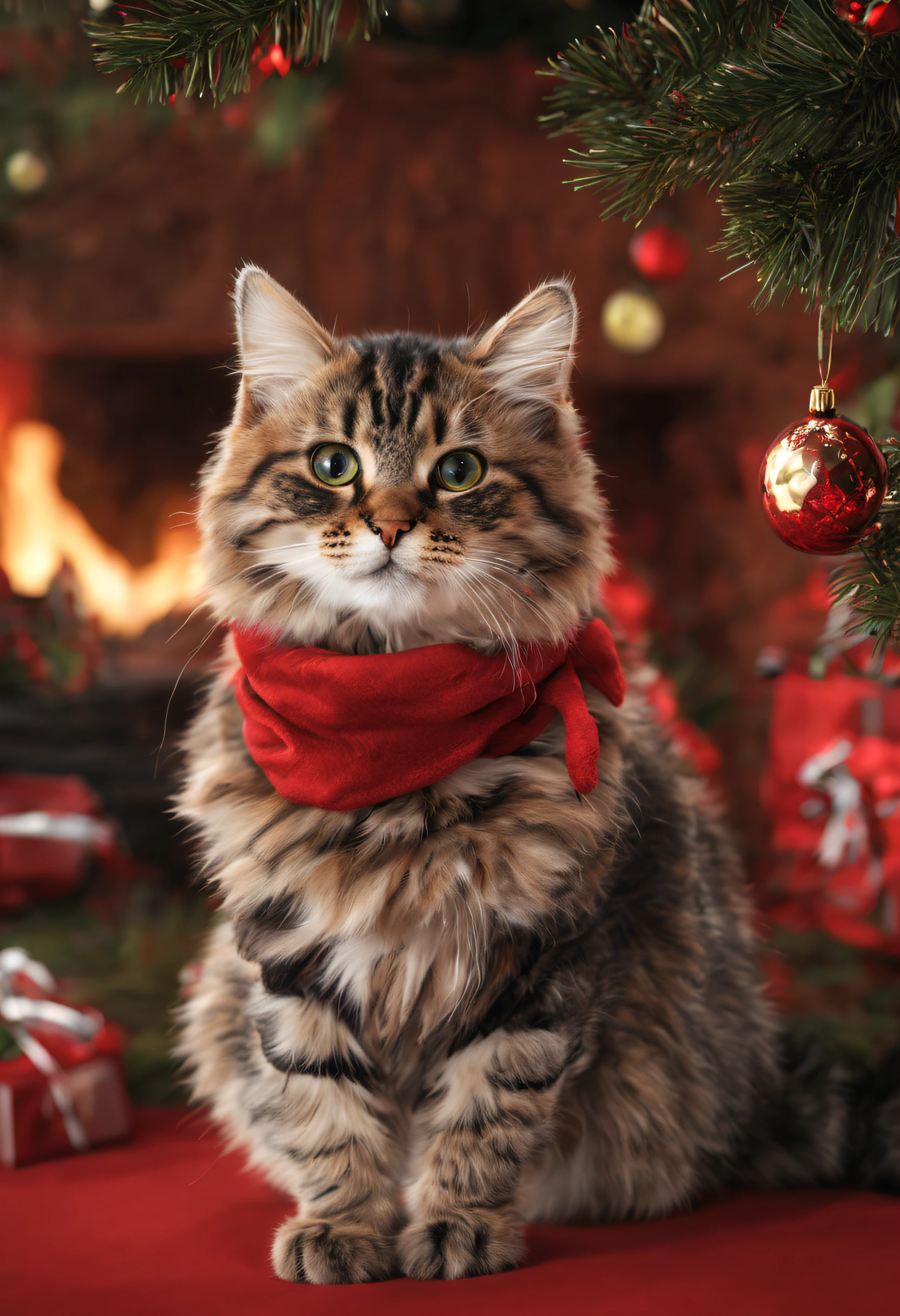 cats, Christmas clothes, hd, 8k, beauty, photorealistic