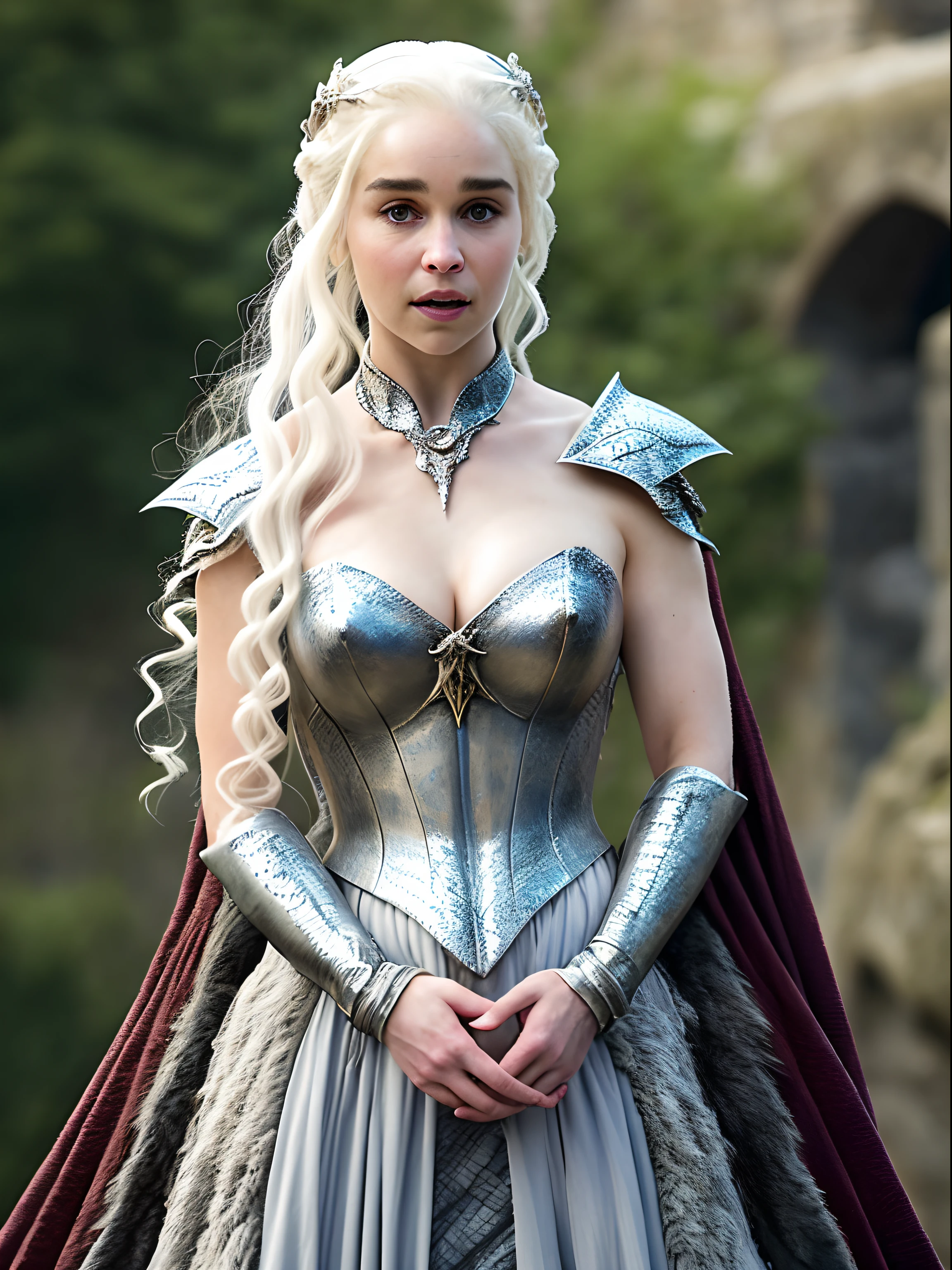 Masterpiece, Full body Closeup, mastershot, Daenerys Targaryen, Gorgeous woman, queen, Queen Lady, Princess of Dragonstone, black mole on breast, The Unburnt, Queen of Meereen, Queen of the Andals, the Rhoynar and the First Men (claimant), Protector of the Seven Kingdoms (claimant), Khaleesi of the Great Grass Sea, Breaker of Shackles, Mother of Dragons, The One Who Was Promised, Lady of Dragonstone , 35 years Old, she is a Full growned lady now, beautiful mature lady, the queen, milf beauty, mature queen, Best quality, a small, charming Beauty, a captivating woman, fully ripen milf body, lustful queen, alluring appearance, unrivaled beauty, wonderful breasts, large breasts, mediaeval erotic costumes, a Game of Thrones-inspired costume, a close-up of a woman from the middle ages, Daenerys Targaryen, Daenerys, resembles Emilia Clarke, Emilia Clarke, scene from "Game of Throne," deep cleavage, warrior princess, healthy body, perfect thick body, attractive figure, fleshy body, style of "Game of Throne," beautiful lady, beautiful woman, mediaeval clothes, stunning woman, 8K, insane details, dress made of clothes and jewelry, perfect hair, styled hair, high clarity eyes, perfect hands, perfect fingers, perfect eyes
