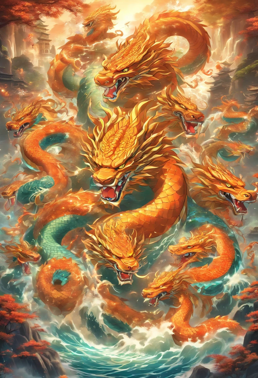 Panorama,Dragon and tiger combination creature in water(best quality,4K,8k,High level,masterpiece:1.2),Ultra Detailed,(lifelike,Photo real,Photo real:1.37),Highly detailed animals,Complex patterns,Realistic lighting,Fantasy Creatures