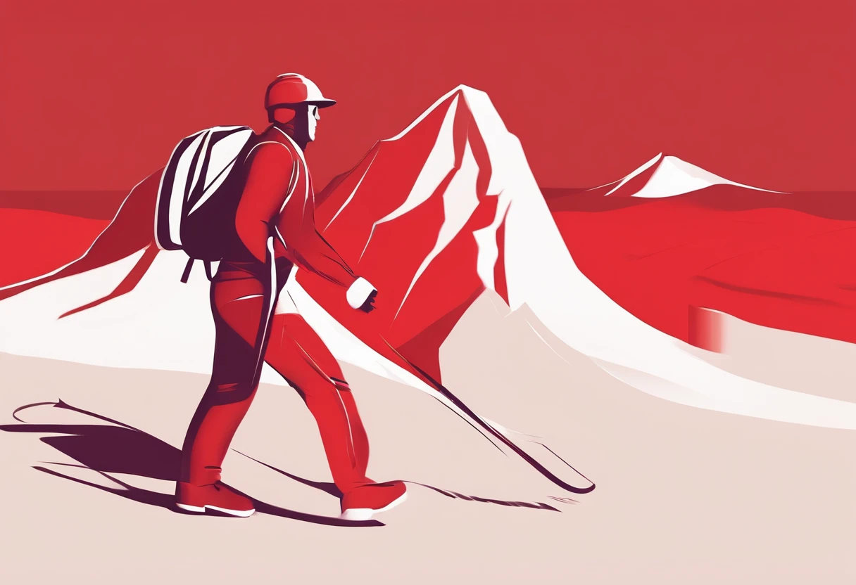 Business drawing,Red background,mont,Mountain climbers,tenten
