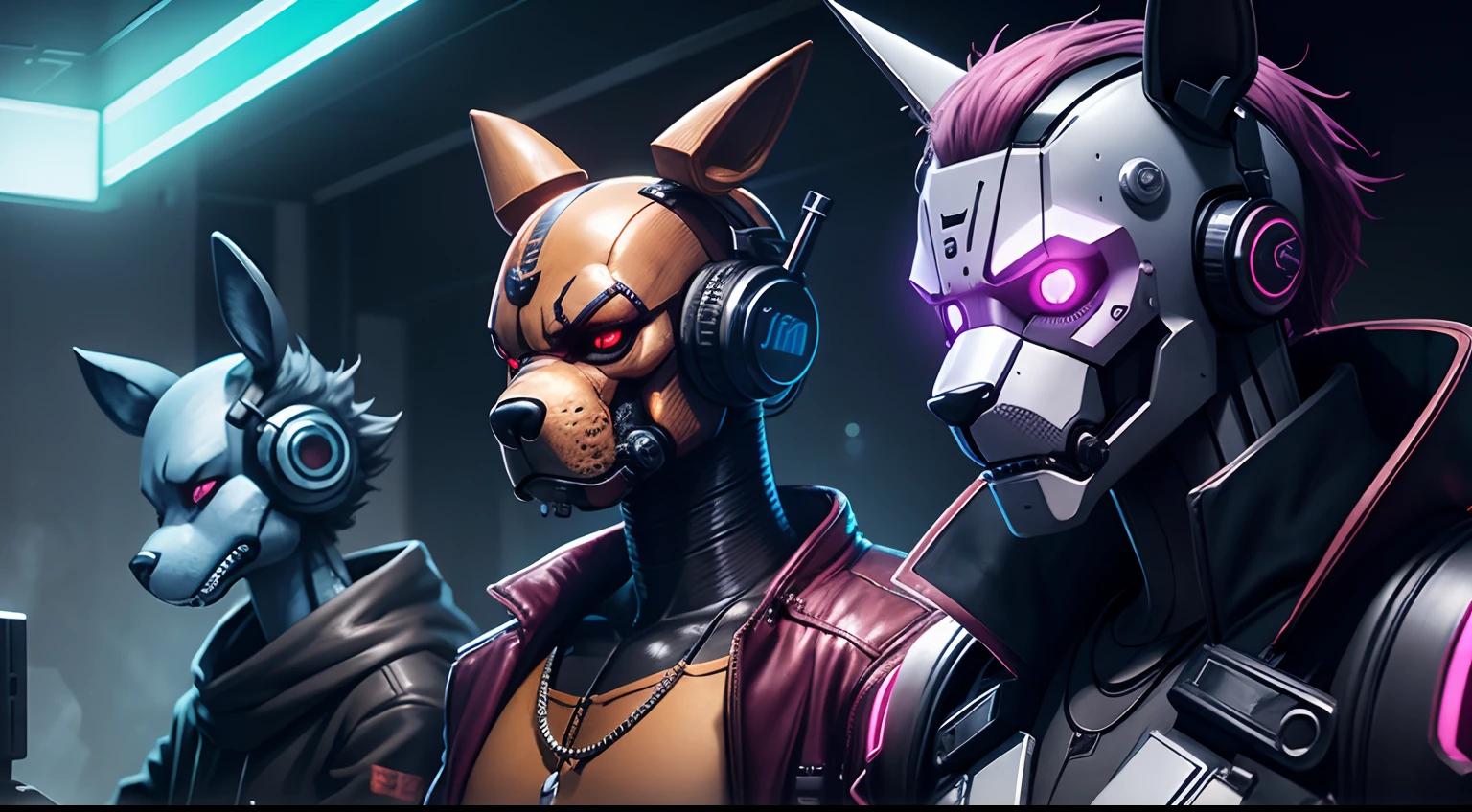 Animatronicos, FNAF, futurista cyberpunk style