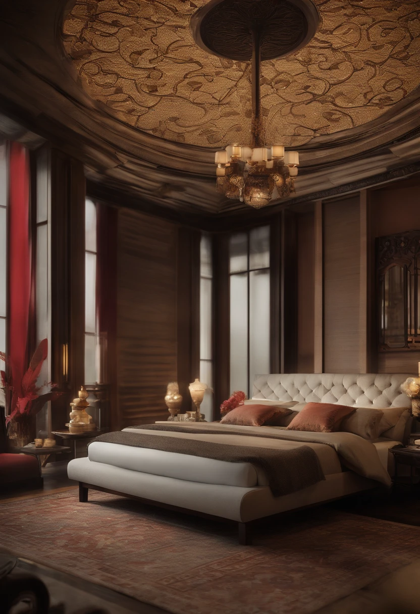 empty room，There are flowers on the walls, oriental wallpaper, with ancient chinese aesthetic, Chinese style, chinoiserie wallpaper, asian interior decoration, It mainly highlights the Chinese style of the wall，inspired by Emperor Huizong of Song, interior background art,