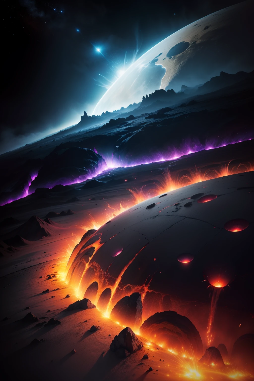 universum, planeten, lava, blitze, Wonderfully beautiful, sehr detaliert