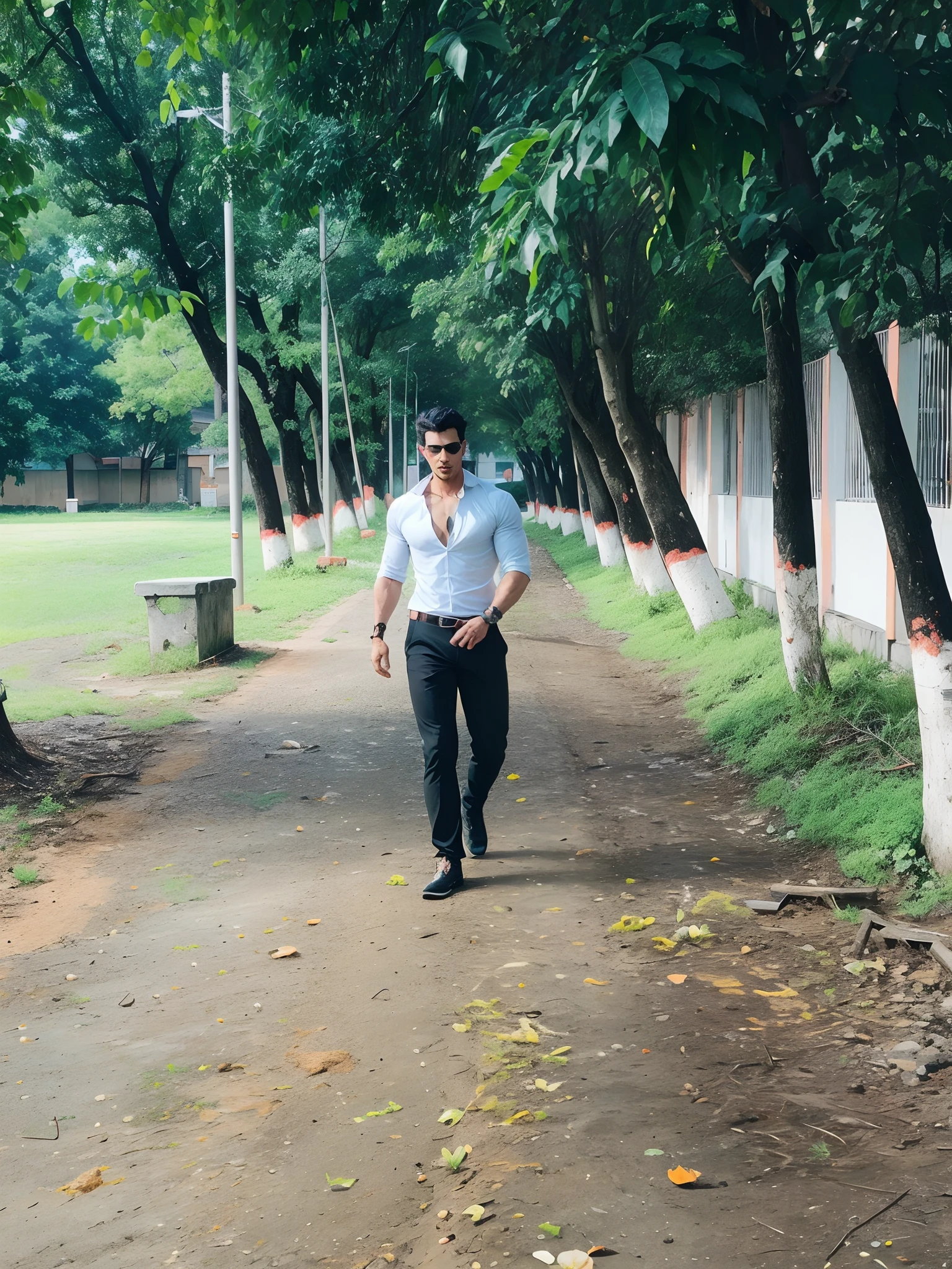Background change handsome look good physique  realistic look attitude black colour shirt