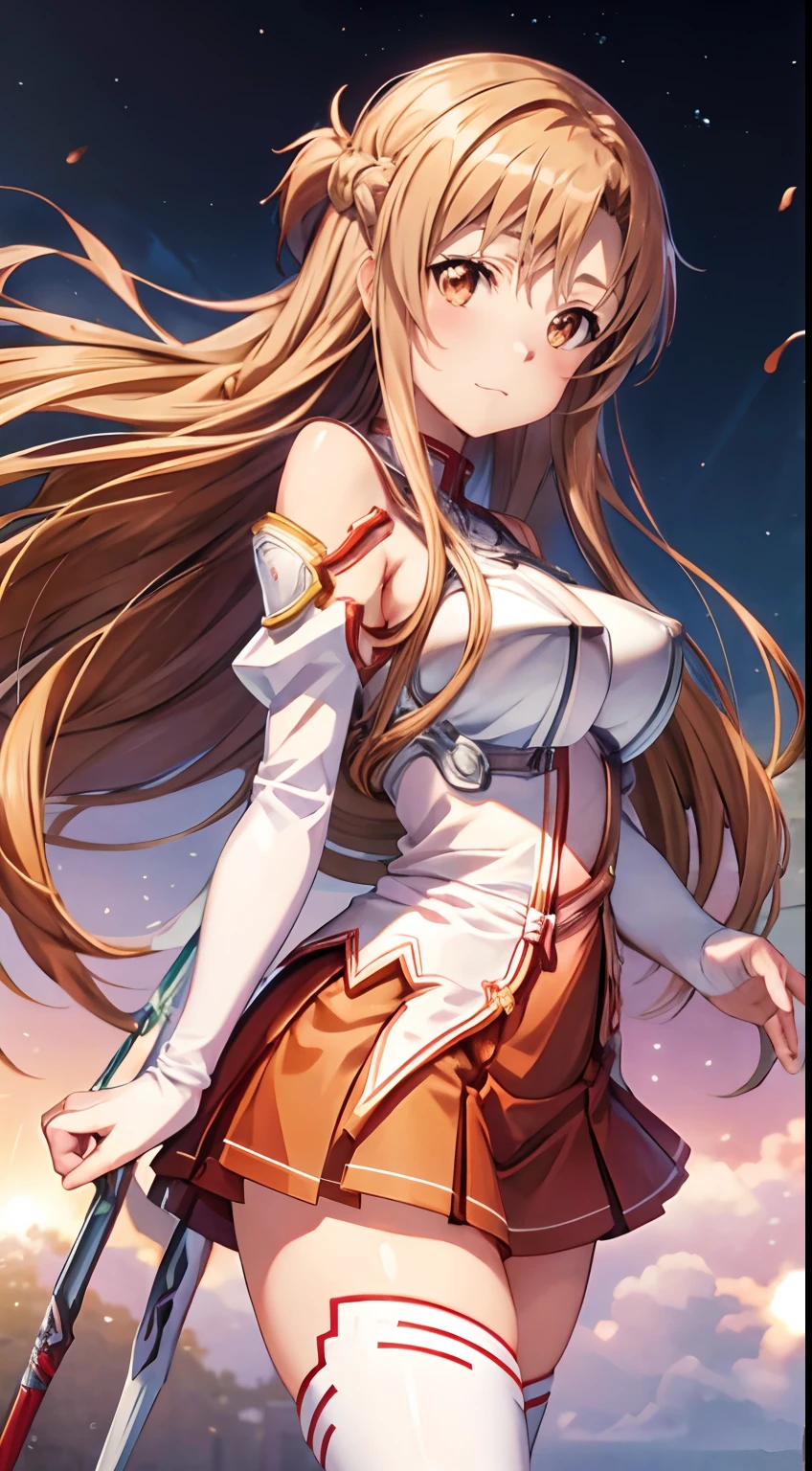 hight resolution, best pictures, Yuuki Asuna , super precision,、[3D images:1.35]、[[In high-quality anime、Cute Asuna with brown hair and brown eyes:1.15]]、high-school uniform, nsfw, nipples