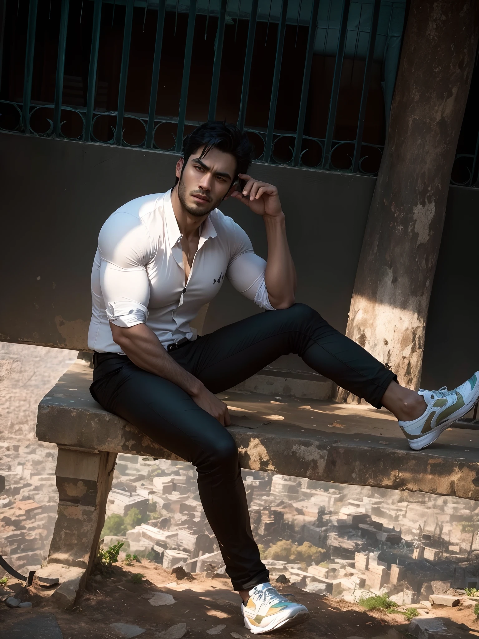Background change handsome good physique realistic face ultra picture quality black colour shirt