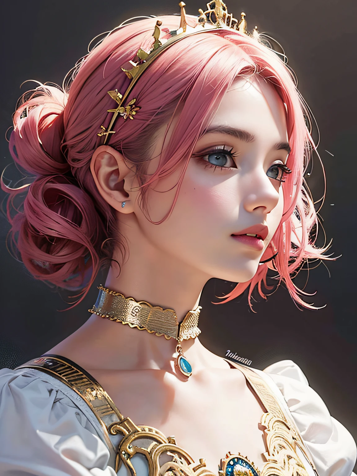 Mulher guerreira com cabelo rosa longo olhos rosa, usando uma armadura simples de metal rosa e preto, uma espada nas costas, kawaii retrato realista, Guweiz, portrait of magical young girl, personagem bonito, Belo estilo de arte, Arte do Personagem Fantastic Story, Retrato bonito, Retrato bonito da mulher, Arte realista, a forma mais bonita do caos, elegante, um design brutalista, cores vivas, romantismo