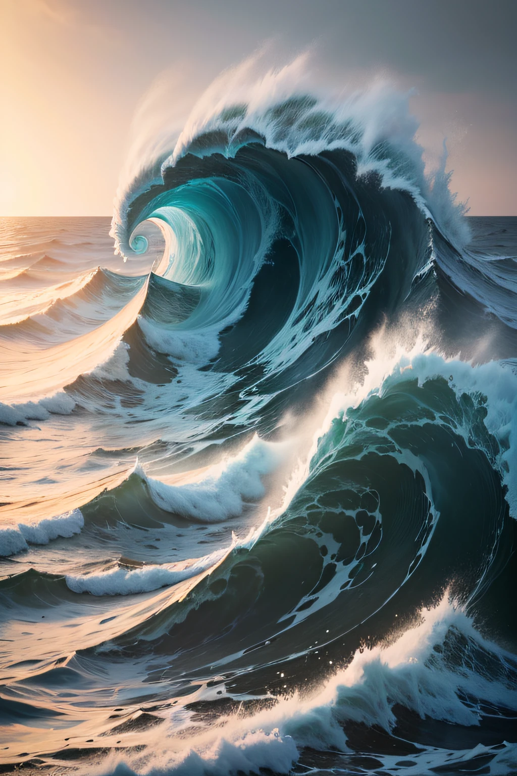 : The rough sea with high waves and a small vessel resisting the storm, representing the adversities of life and the strength found in Jesus.
