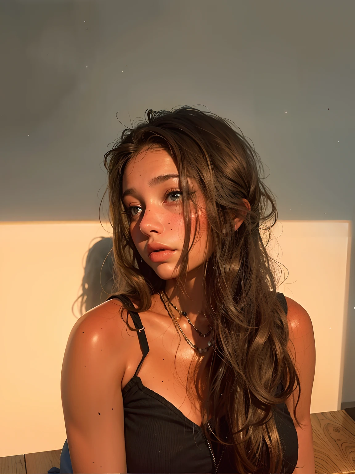 A realistic portrait of a young woman, Half asleep, (visage avec fossettes), sous un arbre, inside a forest, beaucoup de pluie, en pleine nature, 18 ans, [[fossettes]], Realstic, (lying on her side), (portant un porte-jarretelles et des collants noirs), sexy, (seins normaux ni gros ni petit), Torn, (all torn apart),  cheveux bruns courts, (hair tied with knots), Curved, SFW