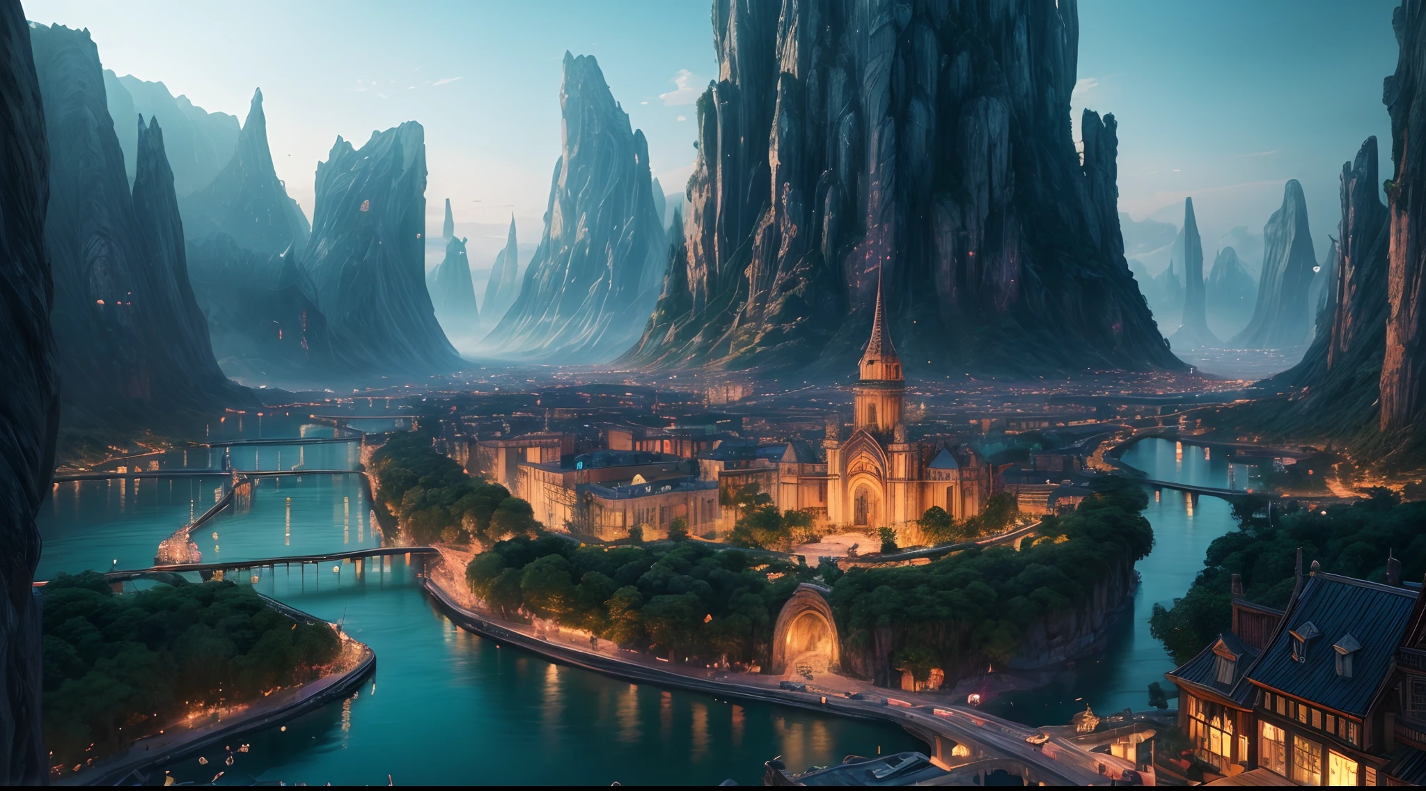 (best quality,4k,8k,highres,masterpiece:1.2),ultra-detailed,(realistic,photorealistic,photo-realistic:1.37),huge castles,skyscrapers floating in the sky,utopia,top quality fantasy,cyberpunk isekai,giants waterfall,mother nature,unimaginable,unbelievable,virtual reality,oasis of serenity,colorful neon lights,futuristic technology,vibrant cityscape,awe-inspiring architecture,unlimited possibilities,mesmerizing view,ethereal atmosphere,enchanting environment,majestic structures,thousands of feet high,sparkling clear water,breathtaking scenery,transcendent beauty,surreal landscape,architectural marvels,wonder of nature,harmony between man and nature,limitless imagination,urban paradise,dream-like setting,unrealistically magnificent,picture-perfect moments,serene tranquility,spellbinding aesthetic,awe-inducing skyline
