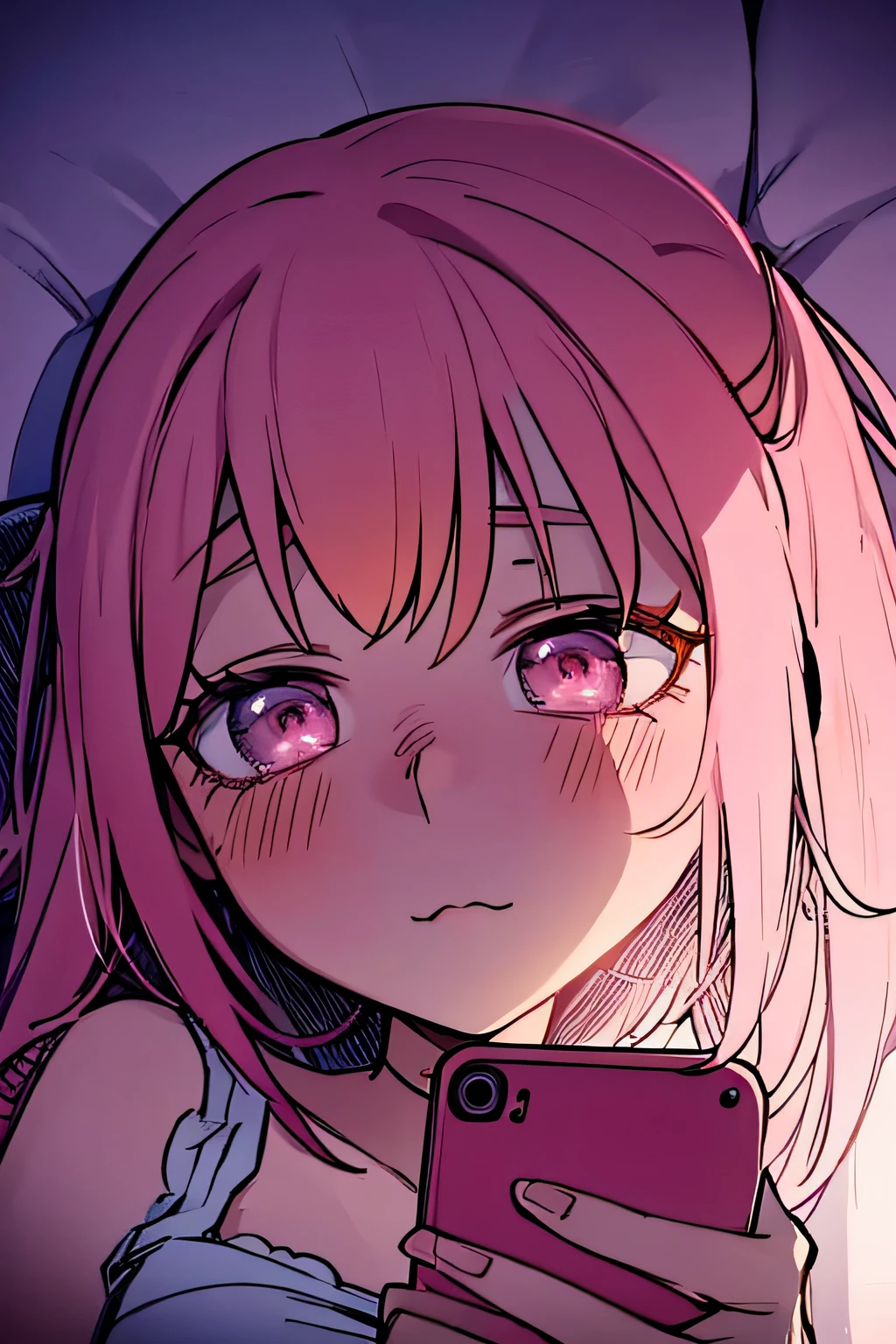 anime girl laying on bed holding a pink cell phone, anime visual of a cute girl, anime best girl, cute anime girl, cute kawaii girl, cute anime, lofi girl, an anime girl, cute anime face, splash art anime ****, anime girl named lucy, young anime girl, kawaii realistic portrait, still from tv anime, extremely cute anime girl face