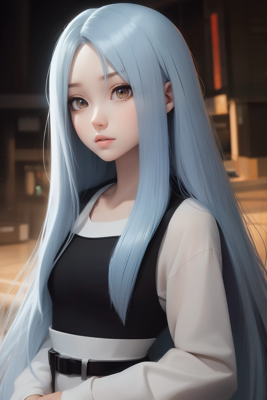 Long blue hair golden eyes anime