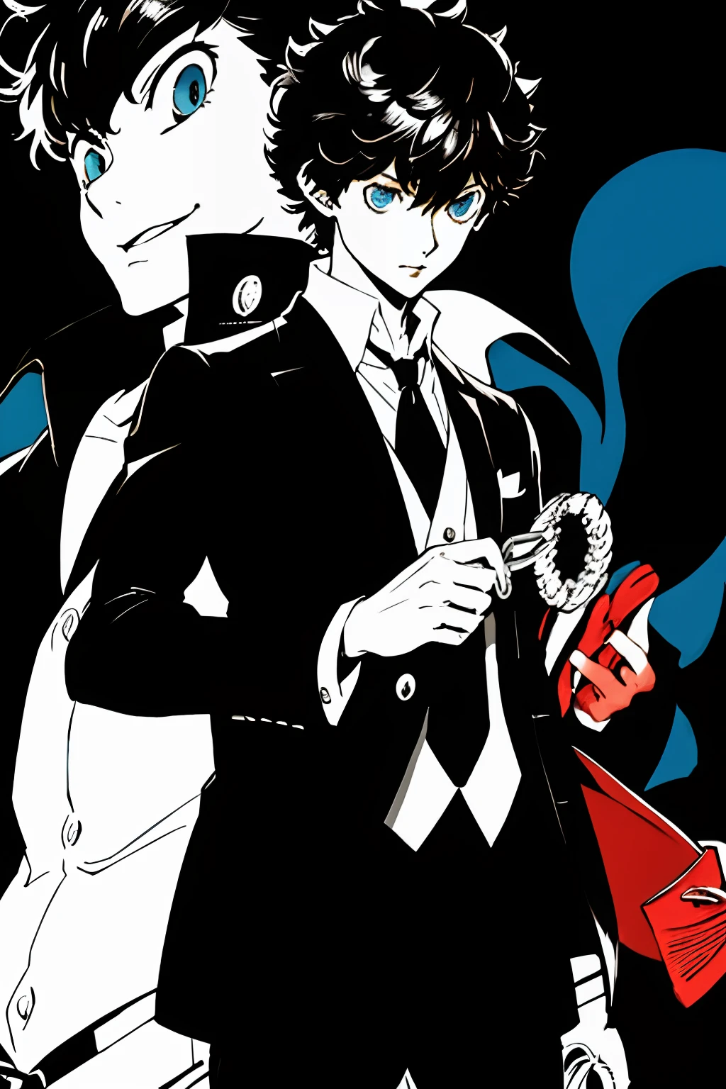 a close up of a person in a suit and tie, shigenori soejima illustration, inspired by Okumura Masanobu, persona 5 art style wlop, tall anime guy with blue eyes, key anime art, inspired by Yamagata Hiro, anime handsome man, inspired by Okumura Togyu, kentaro miura manga art style