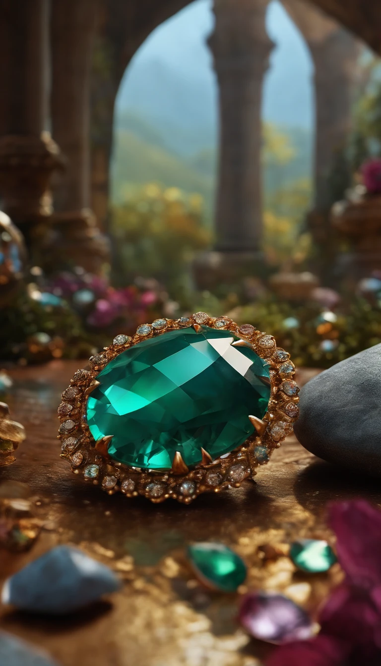 (Destacado、profissional、surreal)、espada detalhada, Textura de marfim,Fixing of precious stones,Textura quebrada,lying on floor