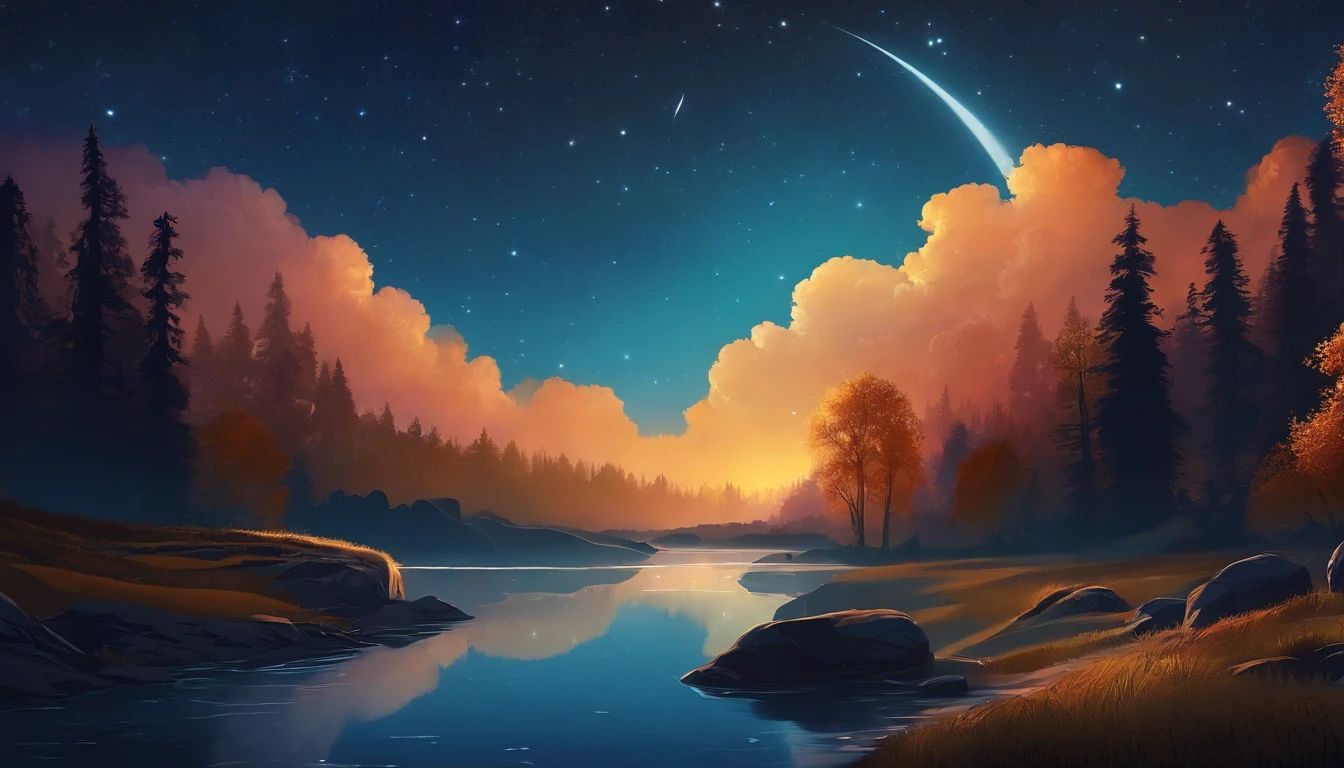 Night with nature and starry sky